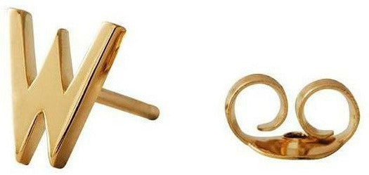 Design Letters Earring With Letter, Gold, W