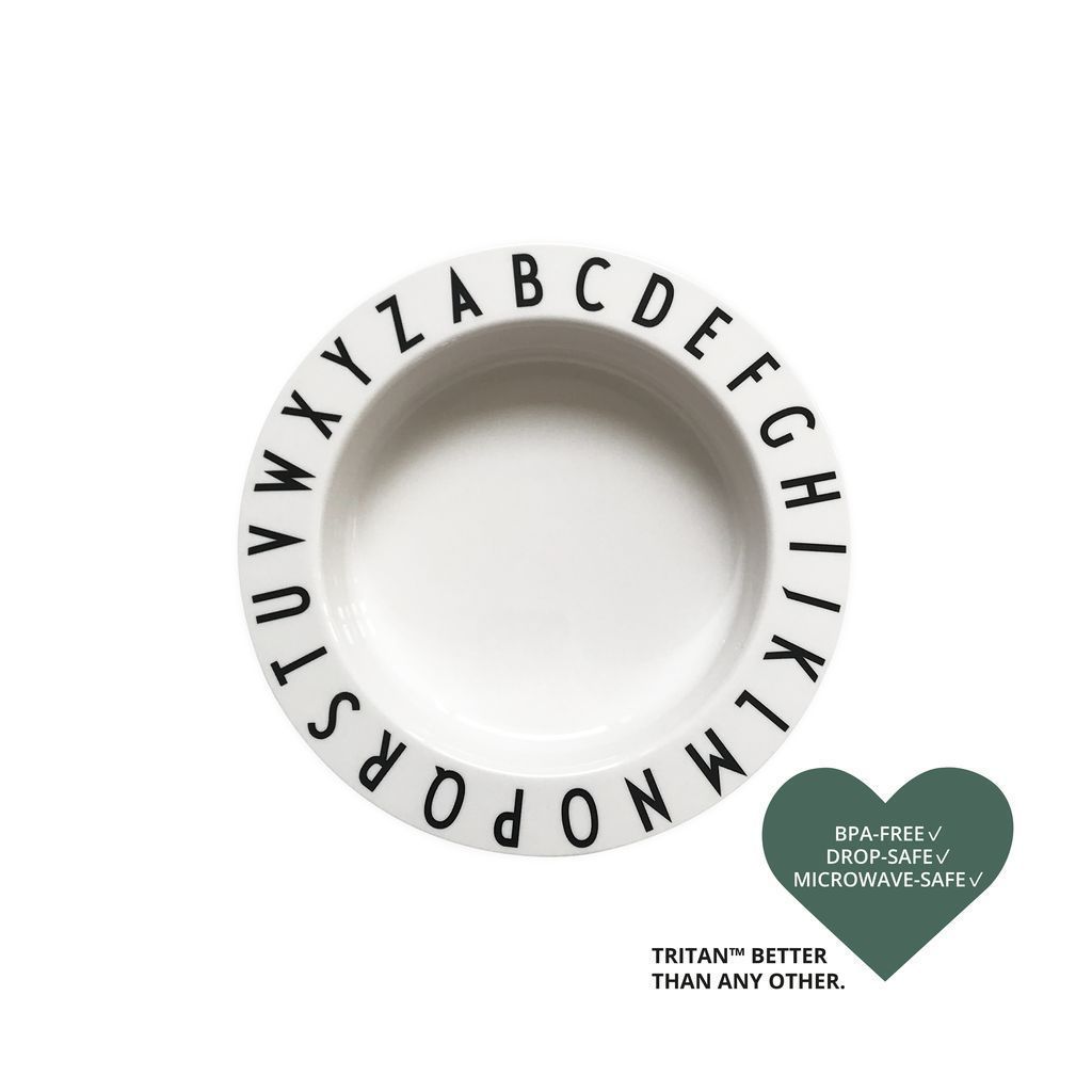 Design Letters Eat &amp; Learn Deep Plate Tritan, White