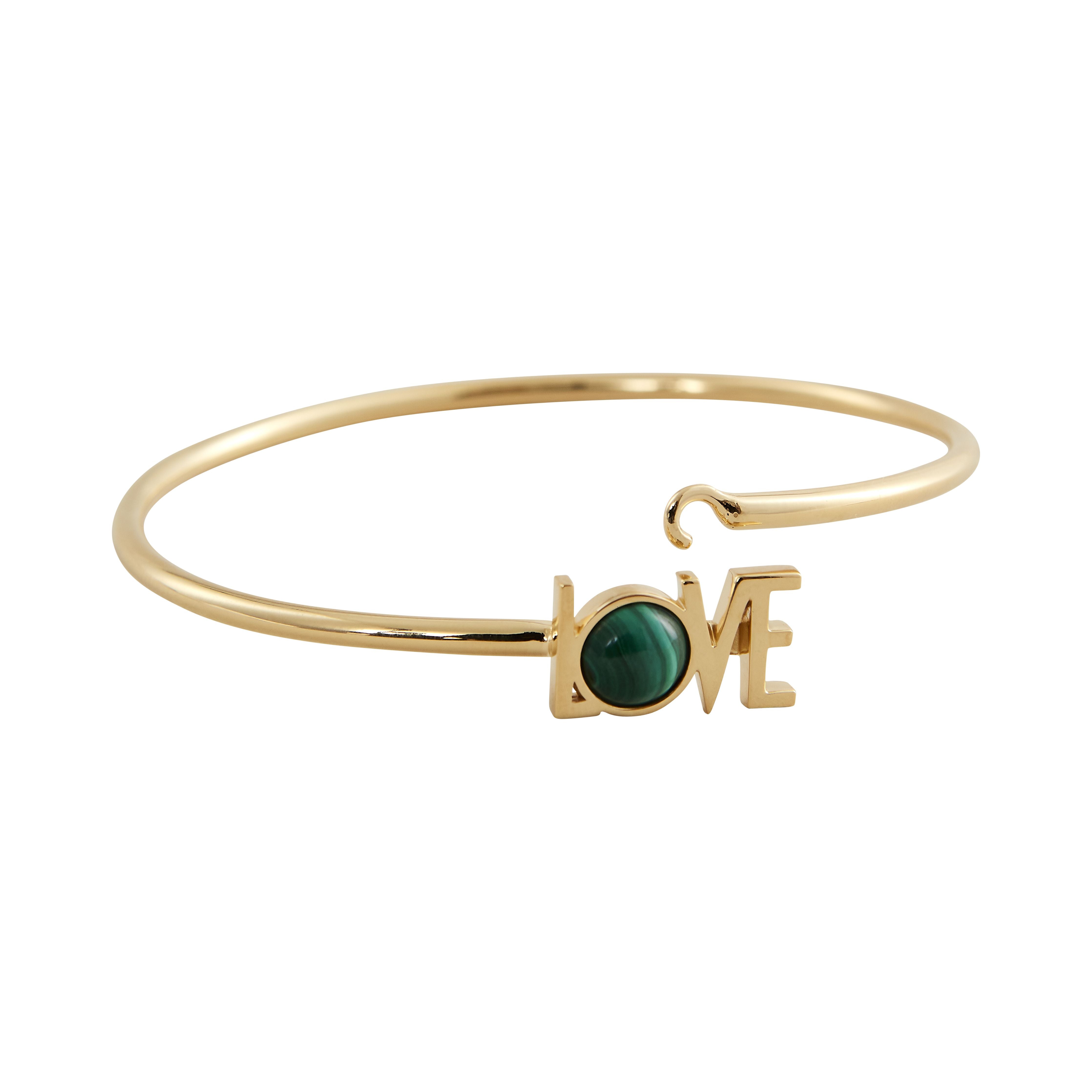 [product_category]-Design Letters Great Love Bangle 18k Gold Plated, Malachite Green-Design Letters-5710498190675-90502006MALACHITE-DES-2