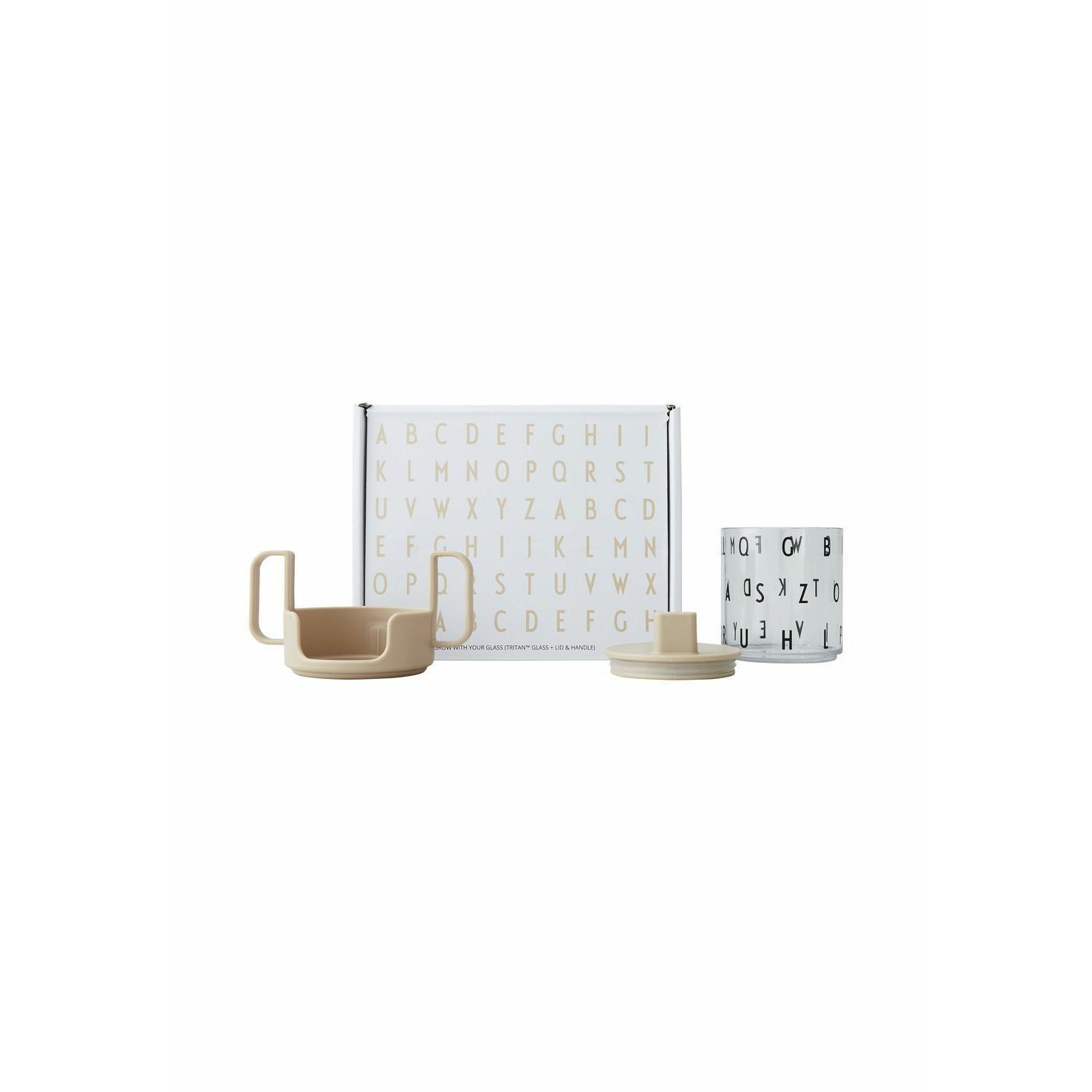 Les lettres de conception grandissent avec votre ensemble de tasse, beige