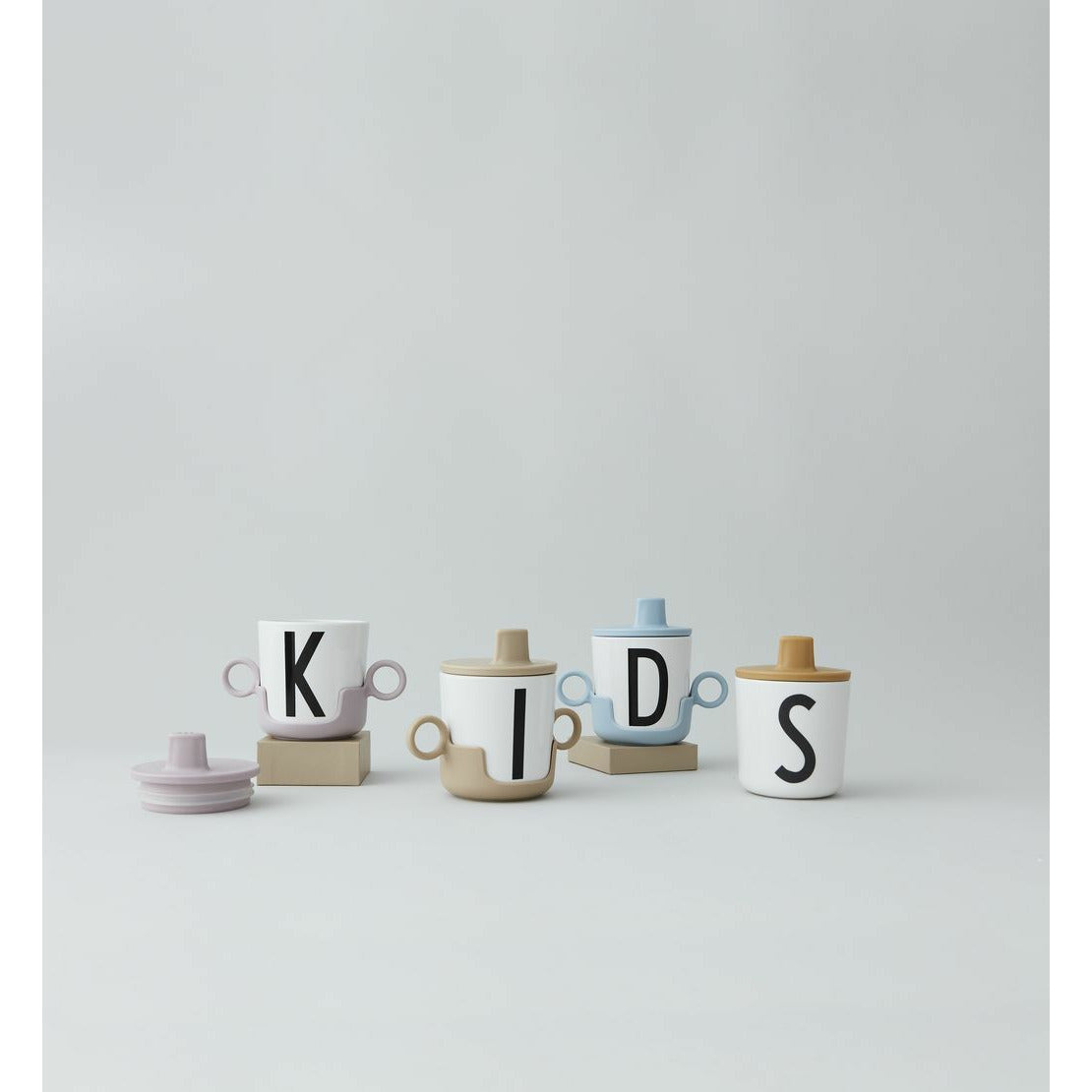 Lettres de conception couvercle pour enfants en mélamine, beige