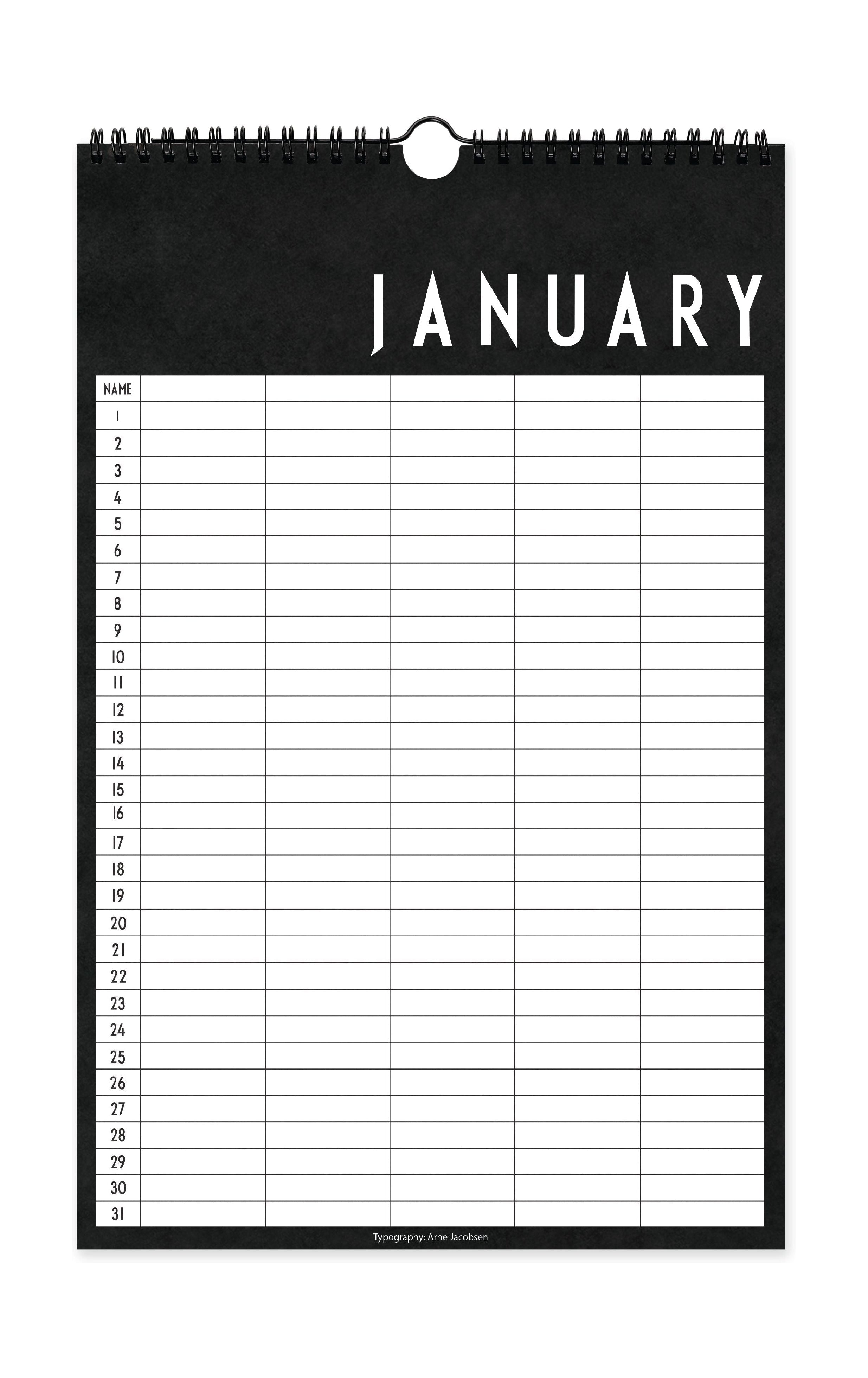 Design Letters Monthly Planner, Black