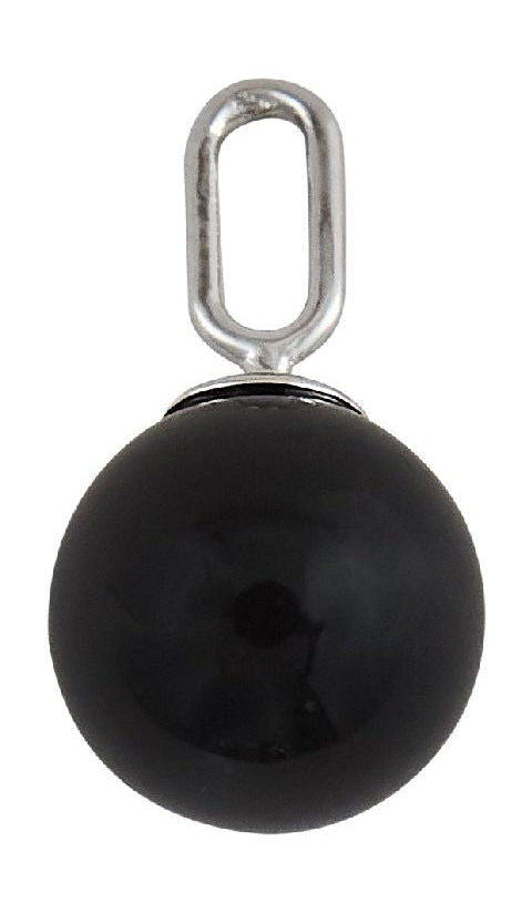 Designbuchstaben Stein Drop Charm 8 mm Silber, schwarzes Achat