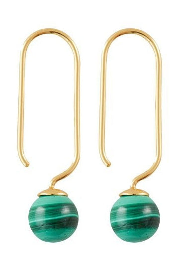 [product_category]-Design Letters Stone Drop Earrings Set Of 2 18k Gold Plated, Malachite Green-Design Letters-5710498193621-90405003MALACHITE-DES-1