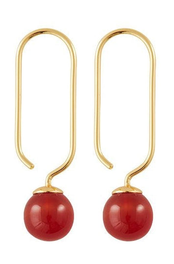 [product_category]-Design Letters Stone Drop Earrings Set Of 2 18k Gold Plated, Red Agate-Design Letters-5710498193638-90405003REDAGATE-DES-1