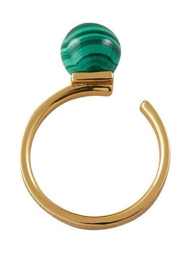 [product_category]-Design Letters Stone Drop Ring 18k Gold Plated, Malachite Green-Design Letters-5710498193577-90606000MALACHITE-DES-1