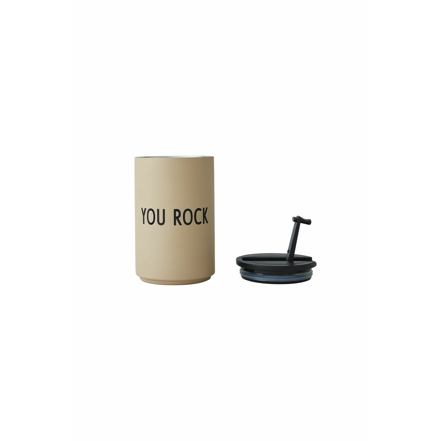 Lettres de conception thermos / tasse isolante beige, vous rockez