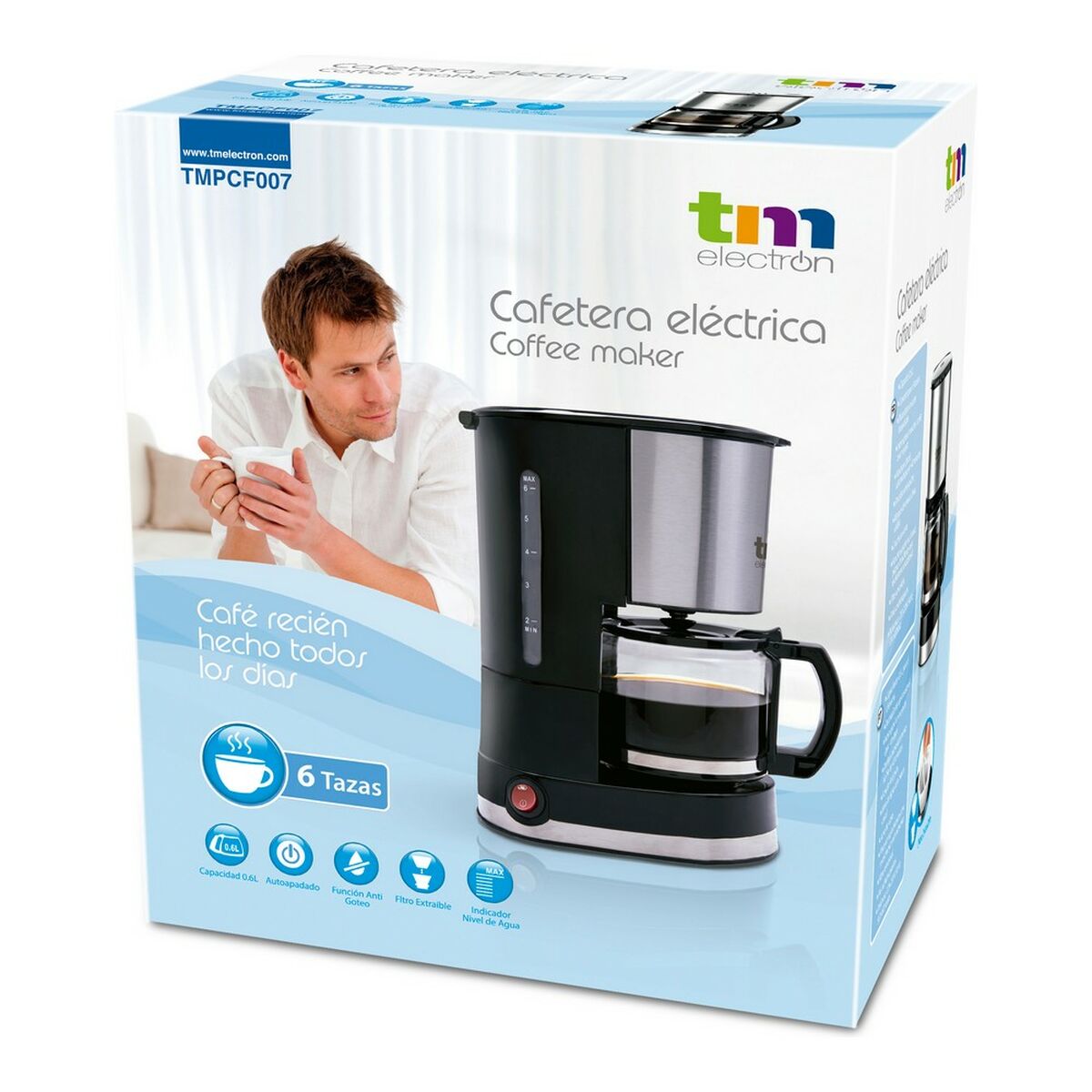 [product_category]-Drip Coffee Machine TM Electron 0,6 L 6 Cups-Bigbuy-S6502223-3