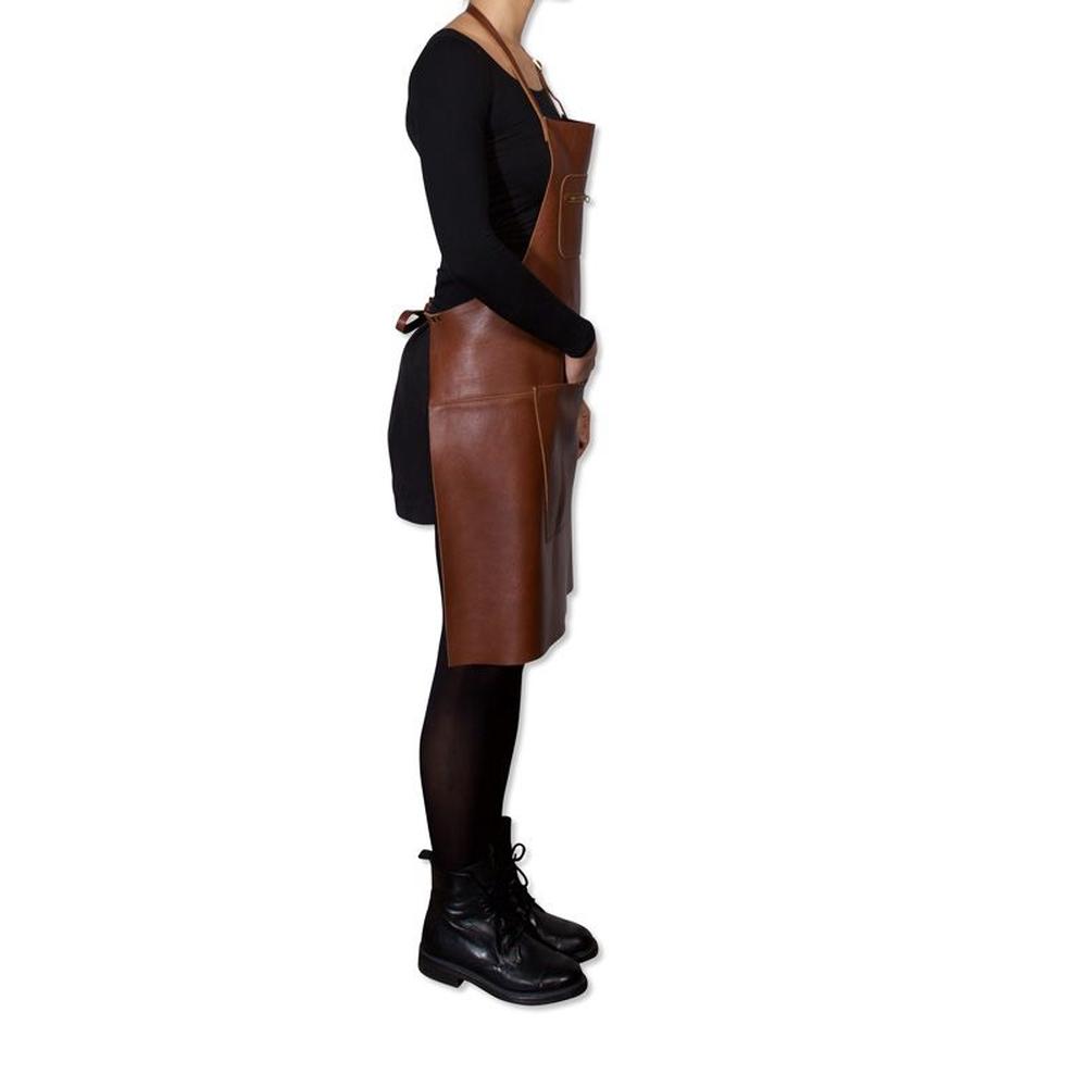 Dutchdeluxes Apron In Zipper Style Classic Leather, Brown