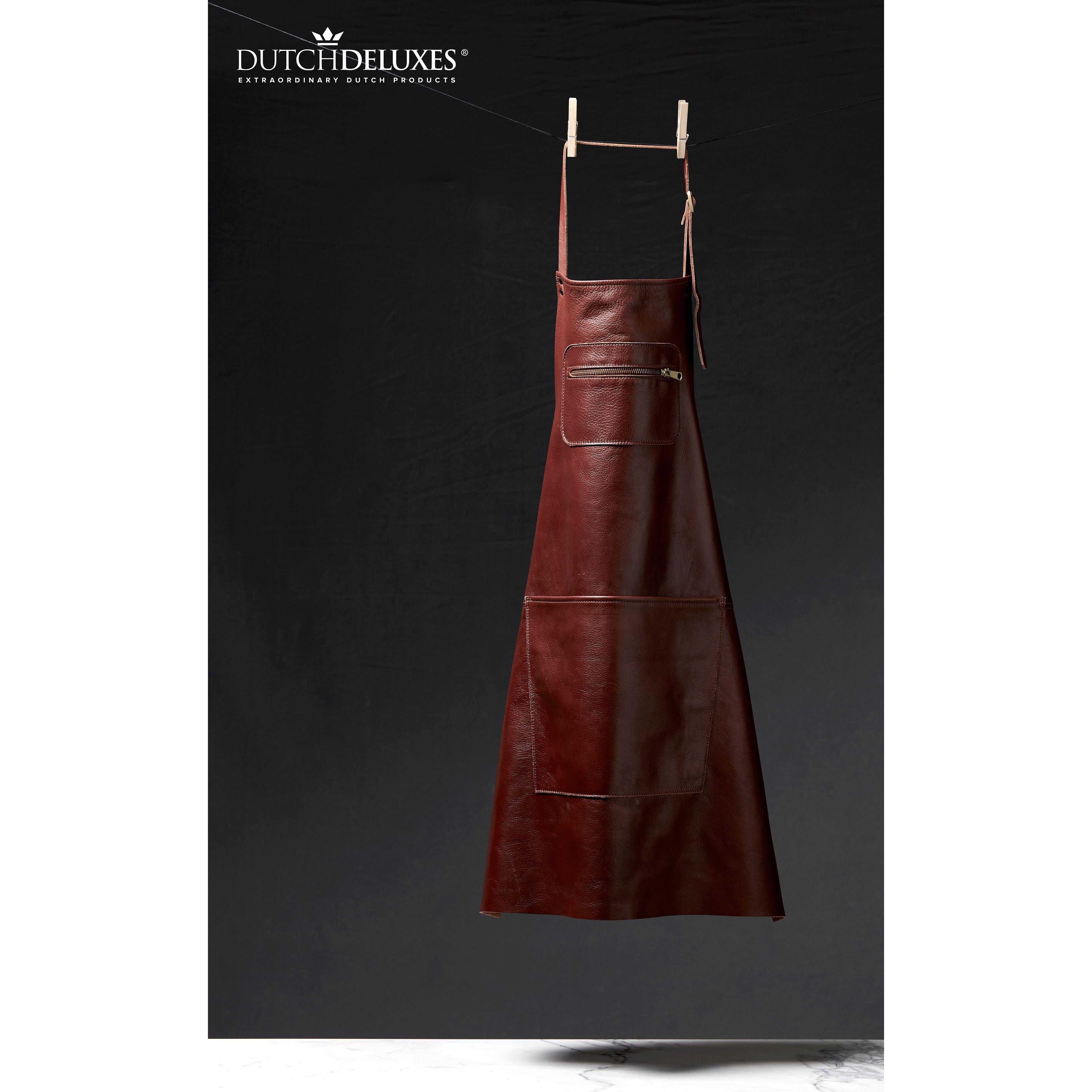 Dutchdeluxes Apron In Zipper Style Classic Leather, Brown