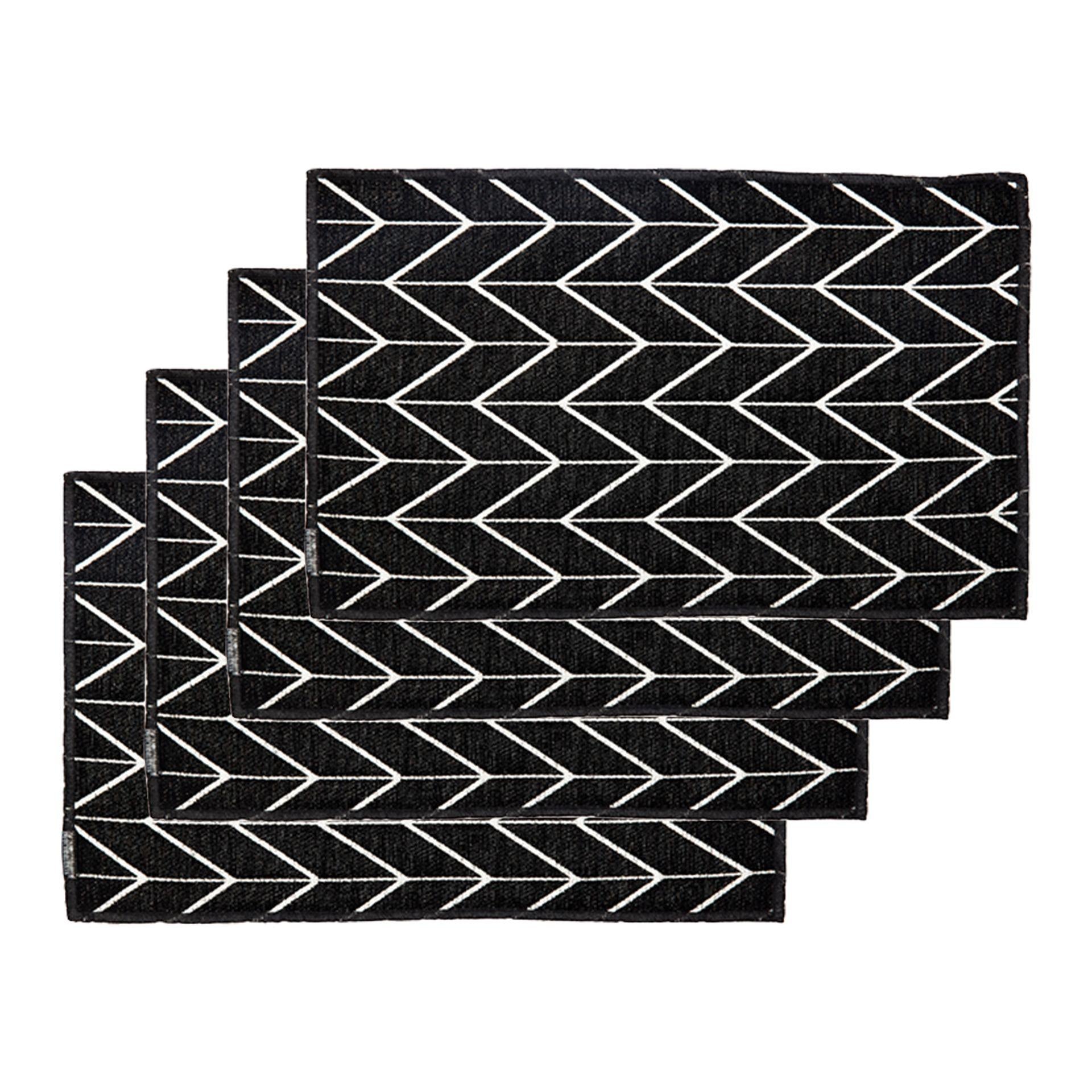 Dutchdeluxes Plawemat Set de 4 Black & White, Herringbone