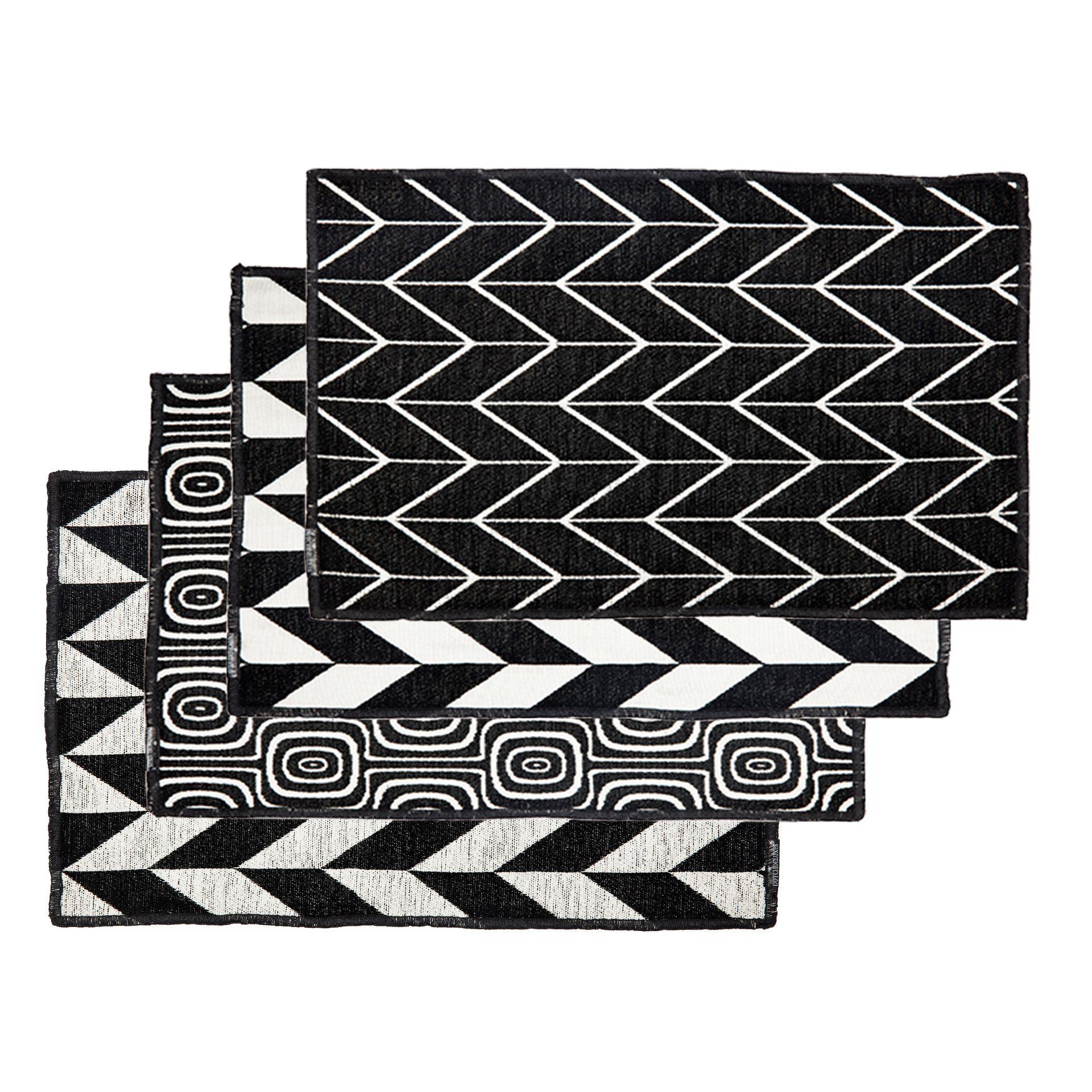 Dutchdeluxes Placemat Set Of 4 Black & White, Mixed Set