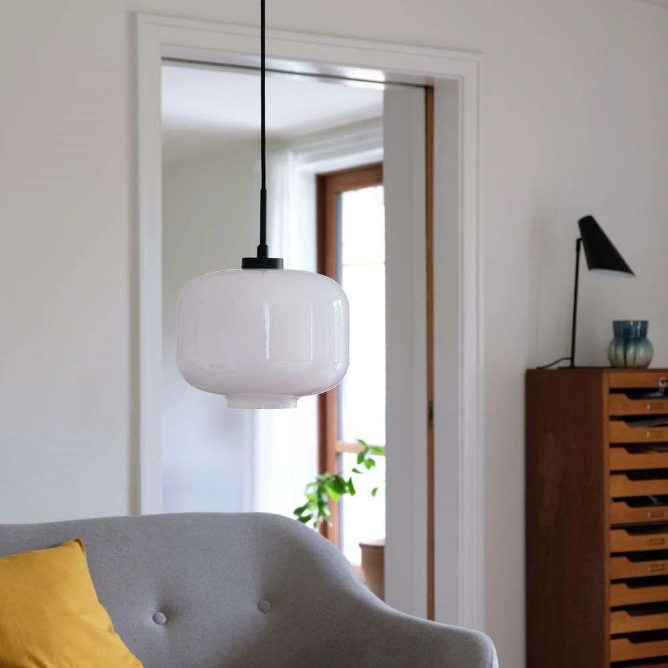 Dyberg Larsen Arp Pendant Lamp, Opal/Matt Black