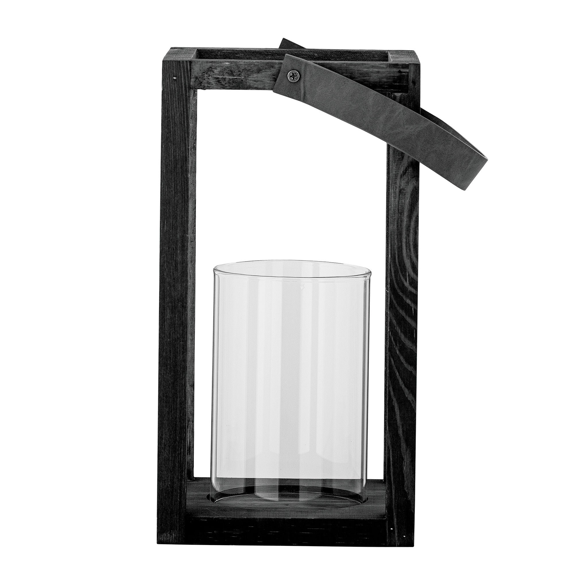 Bloomingville Lyra Lantern com vidro, preto, pinheiro