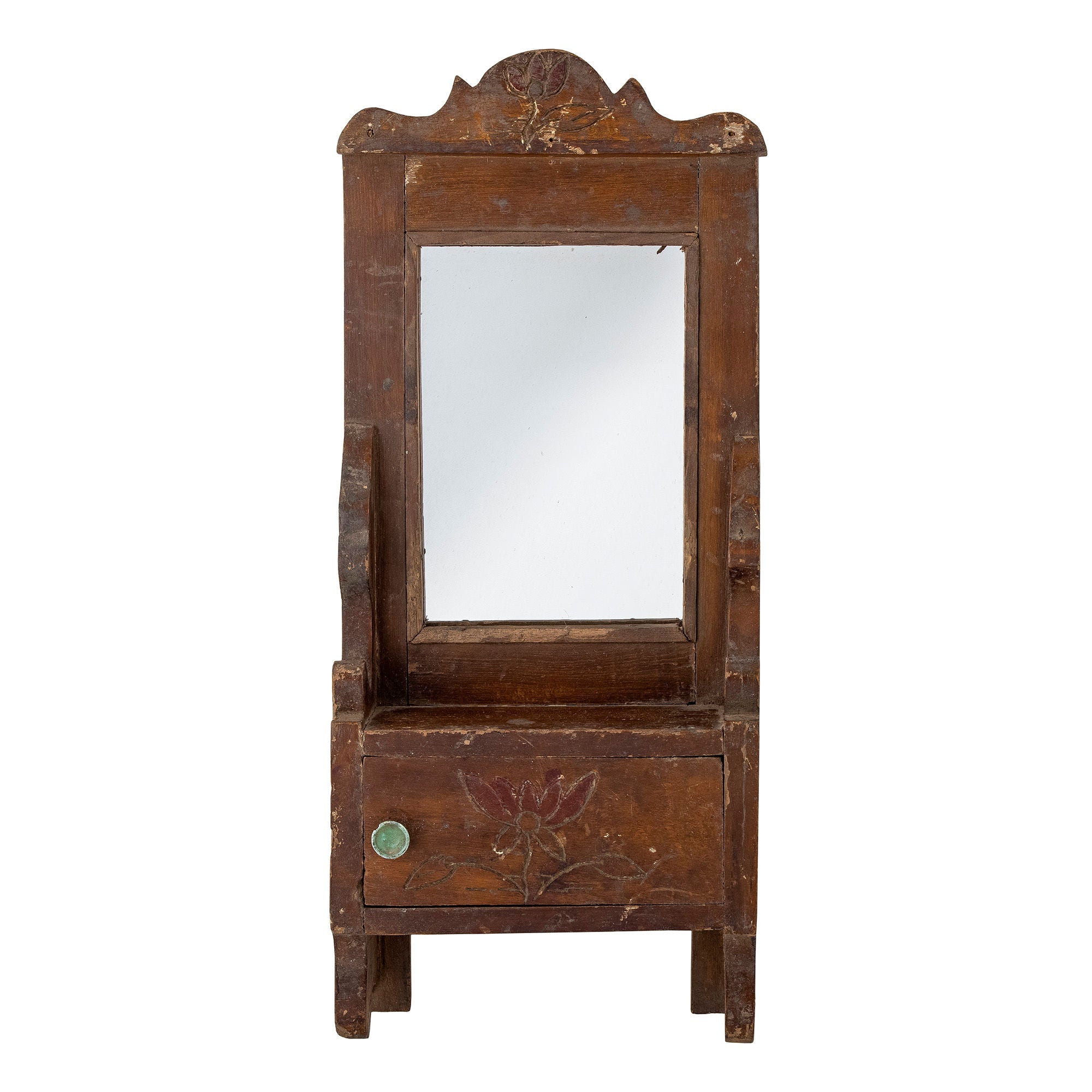 Collection créative Sehar Mirror avec étagère, marron, bois récupéré