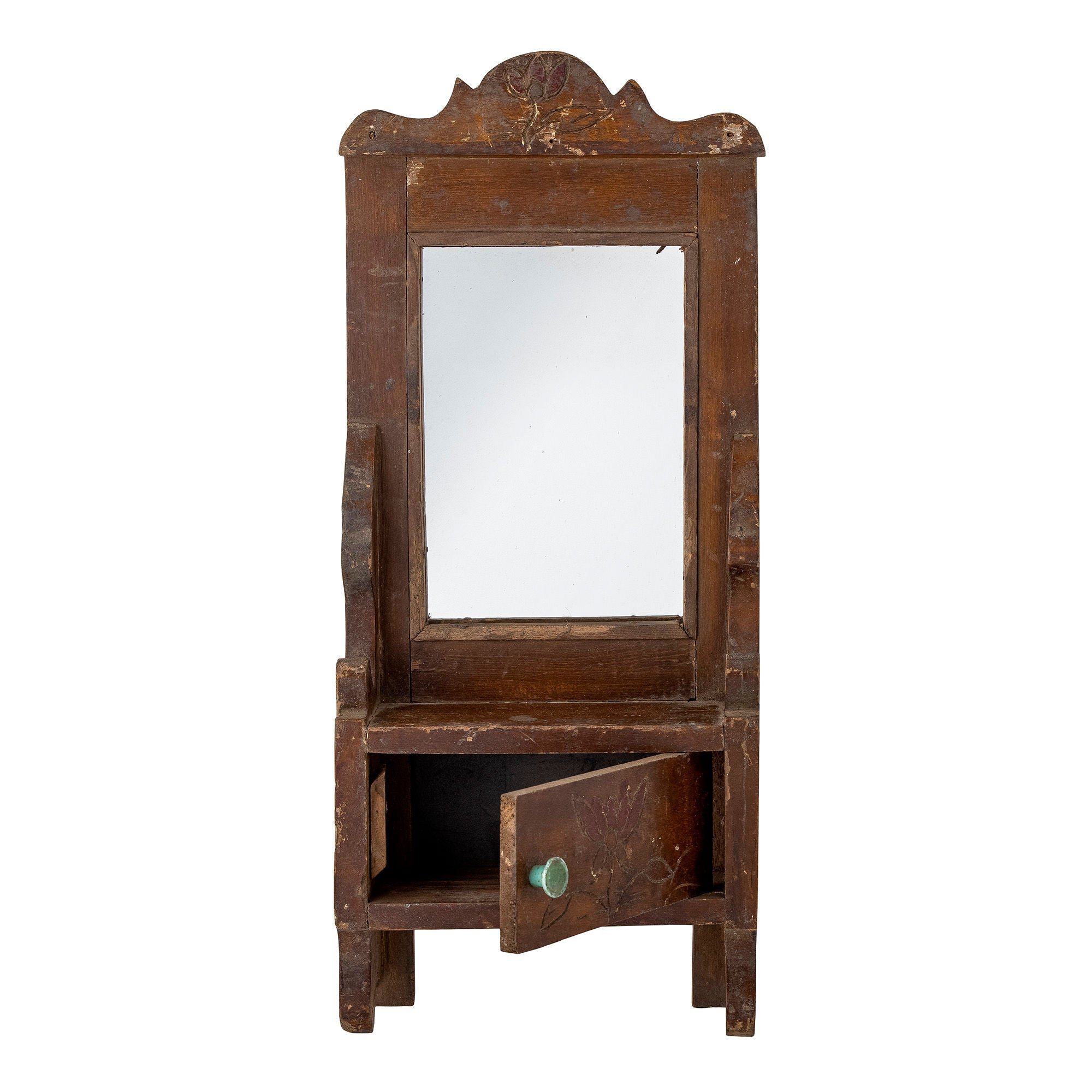 Kreative Kollektion Sehar Mirror mit Regal, braun, zurückgewonnenes Holz