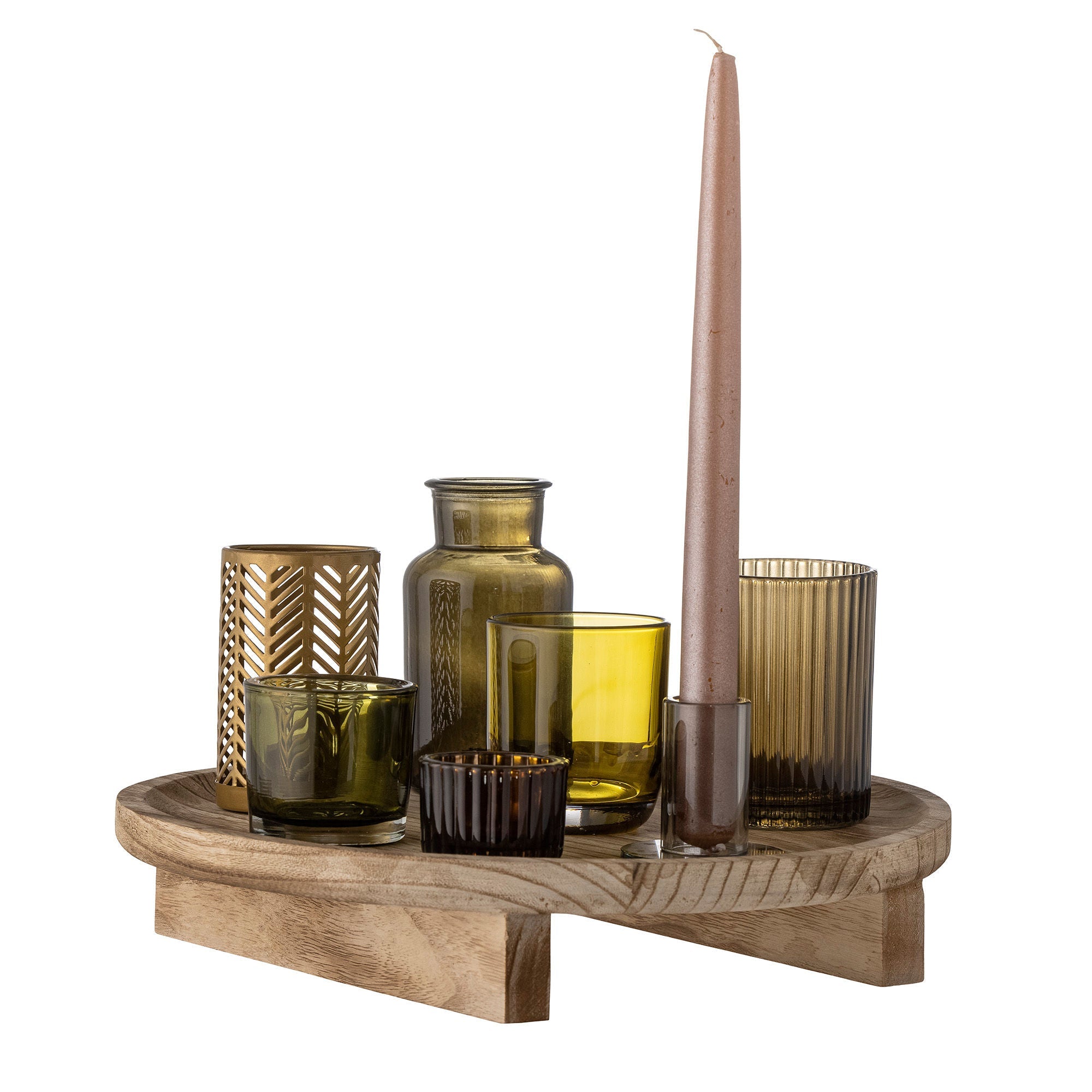 Bloomingville Sanga Tray met votief, natuur, glas