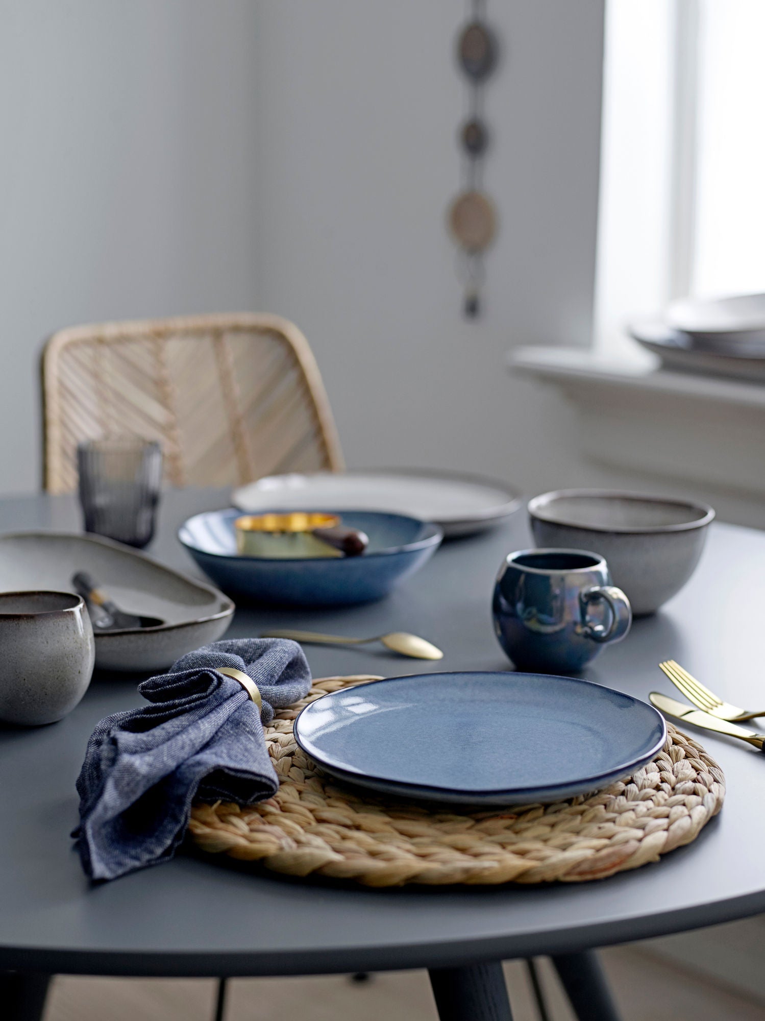 Bloomingville Sandrine servies set, blauw, steengoed