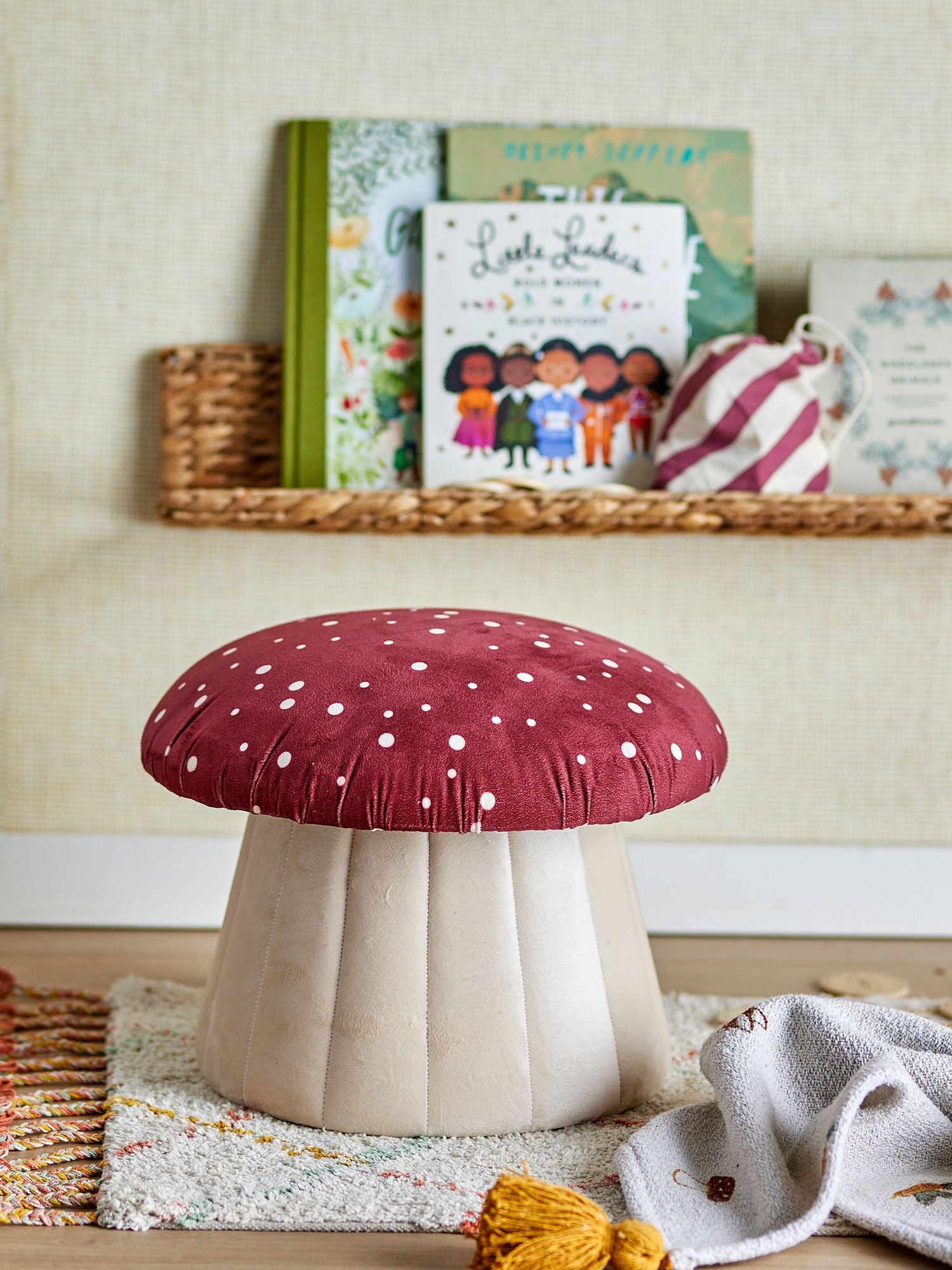 Bloomingville Mini Lue Pouf, rouge, polyester