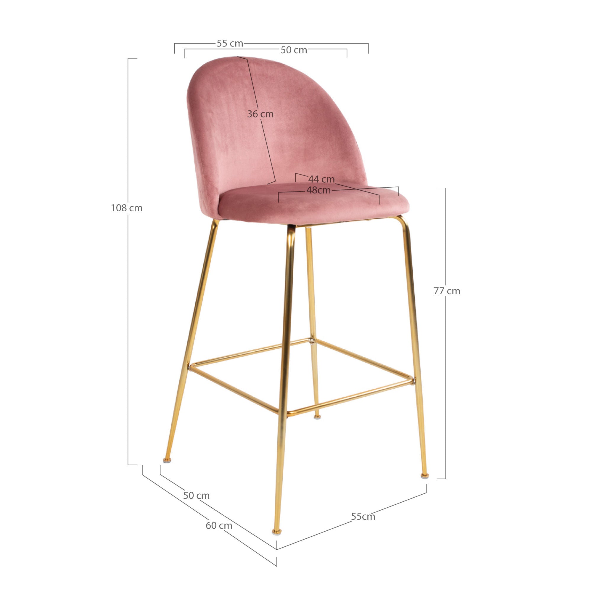 Casa Silla de bar nórdica de Lausana - Juego de 2