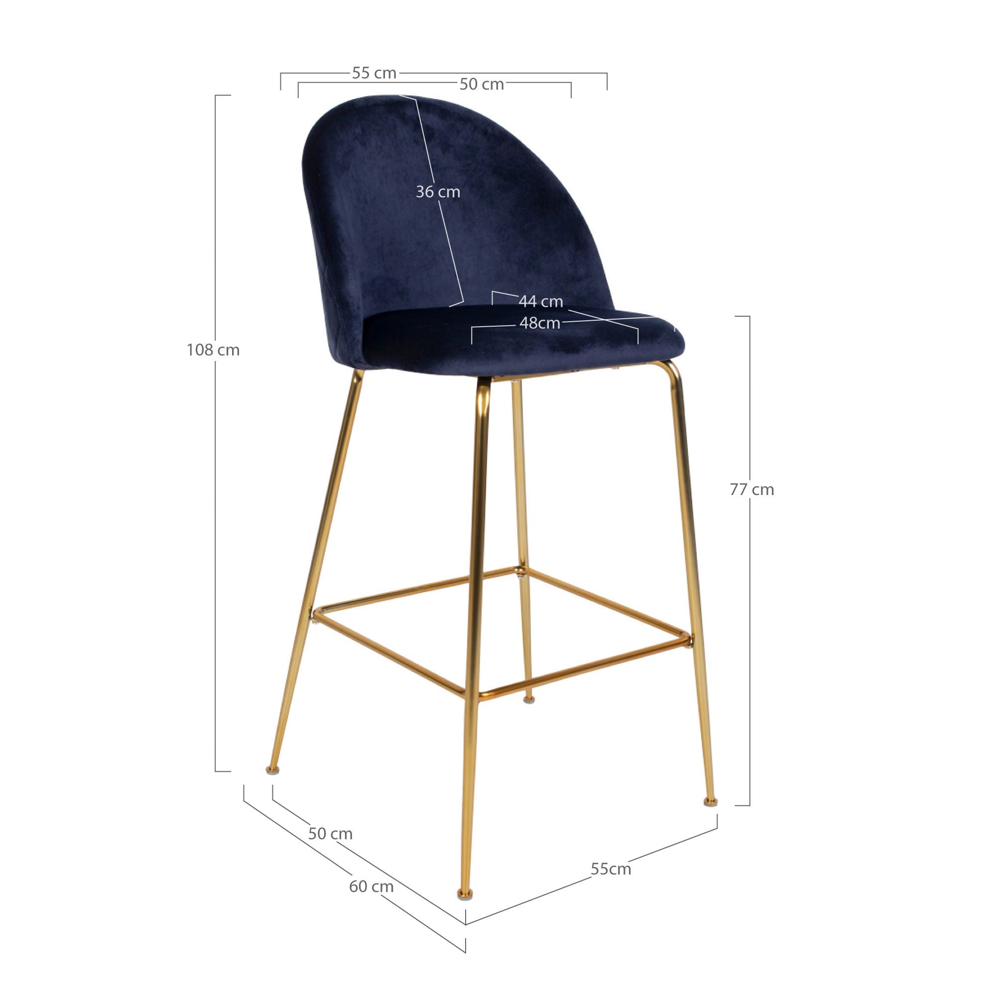 Casa Nordic Lausanne Bar Cadeir - Conjunto de 2