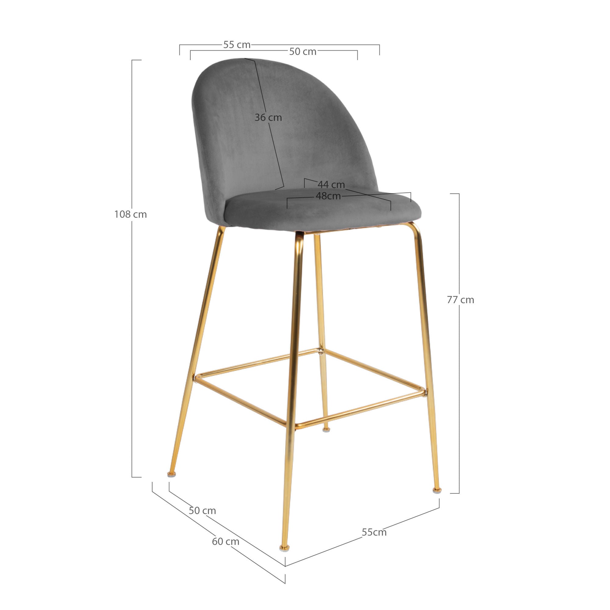 Casa Nordic Lausanne Bar Cadeir - Conjunto de 2