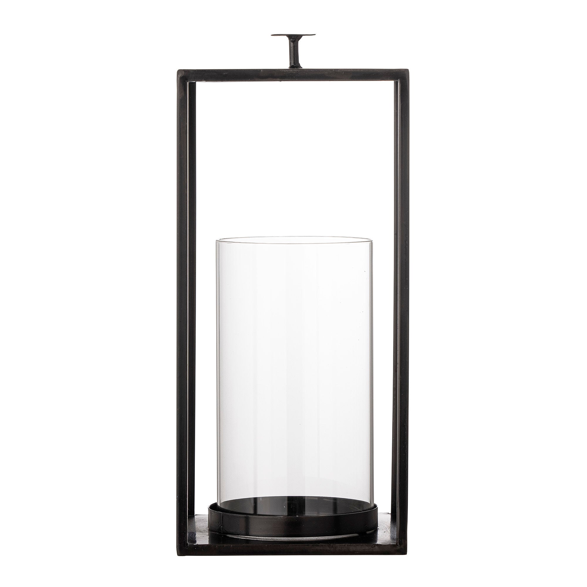 Bloomingville Udoon Lantern W/Glass, Black, Metal