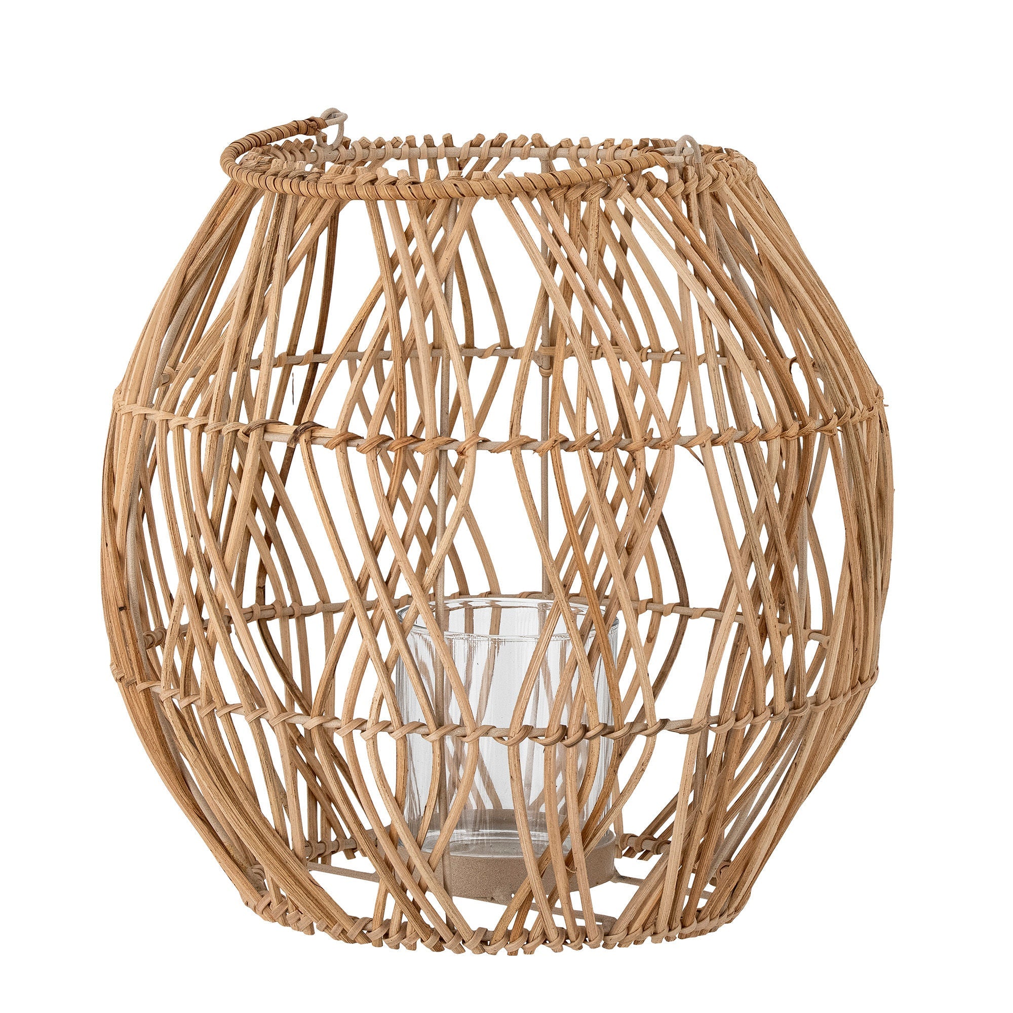 Colección creativa Maiga Lantern con vidrio, naturaleza, ratán