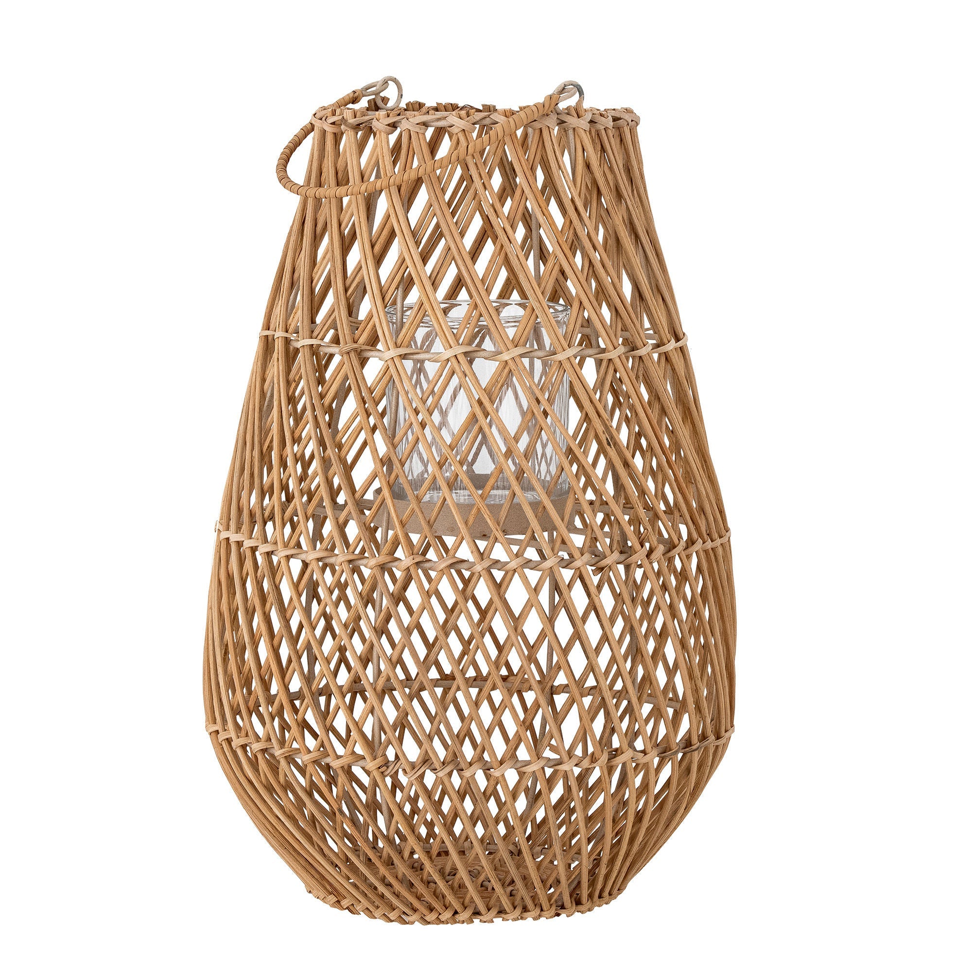 Coleção criativa Edin Lantern w/vidro, natureza, rattan