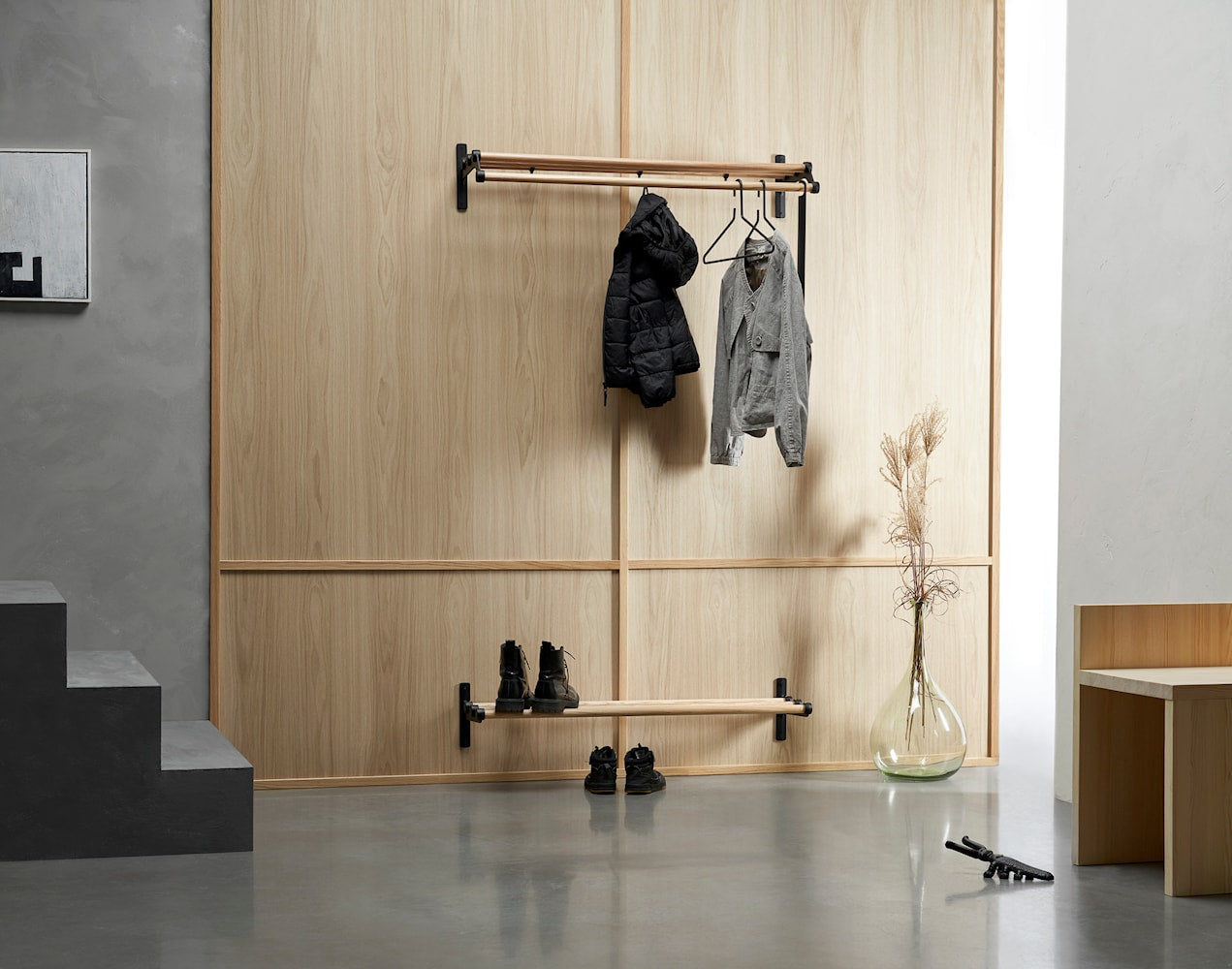 [product_category]-Essem Design Nostalgi 291 Hat Shelf Oak/Aluminium, Black Stained/White-Essem Design-7392157018872-067291-ESS-8