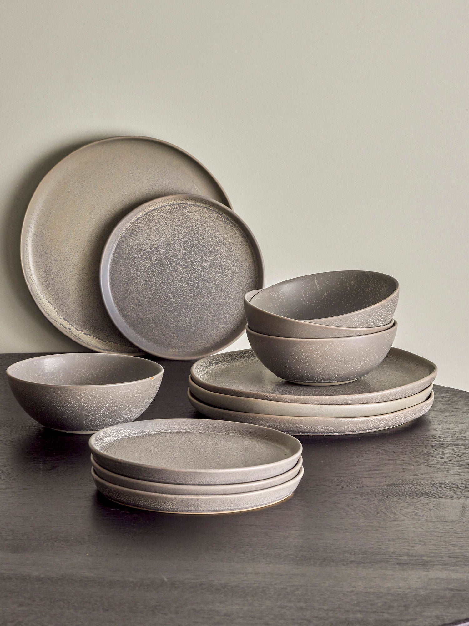 Bloomingville Kendra Dinnerware Conjunto, cinza, grés