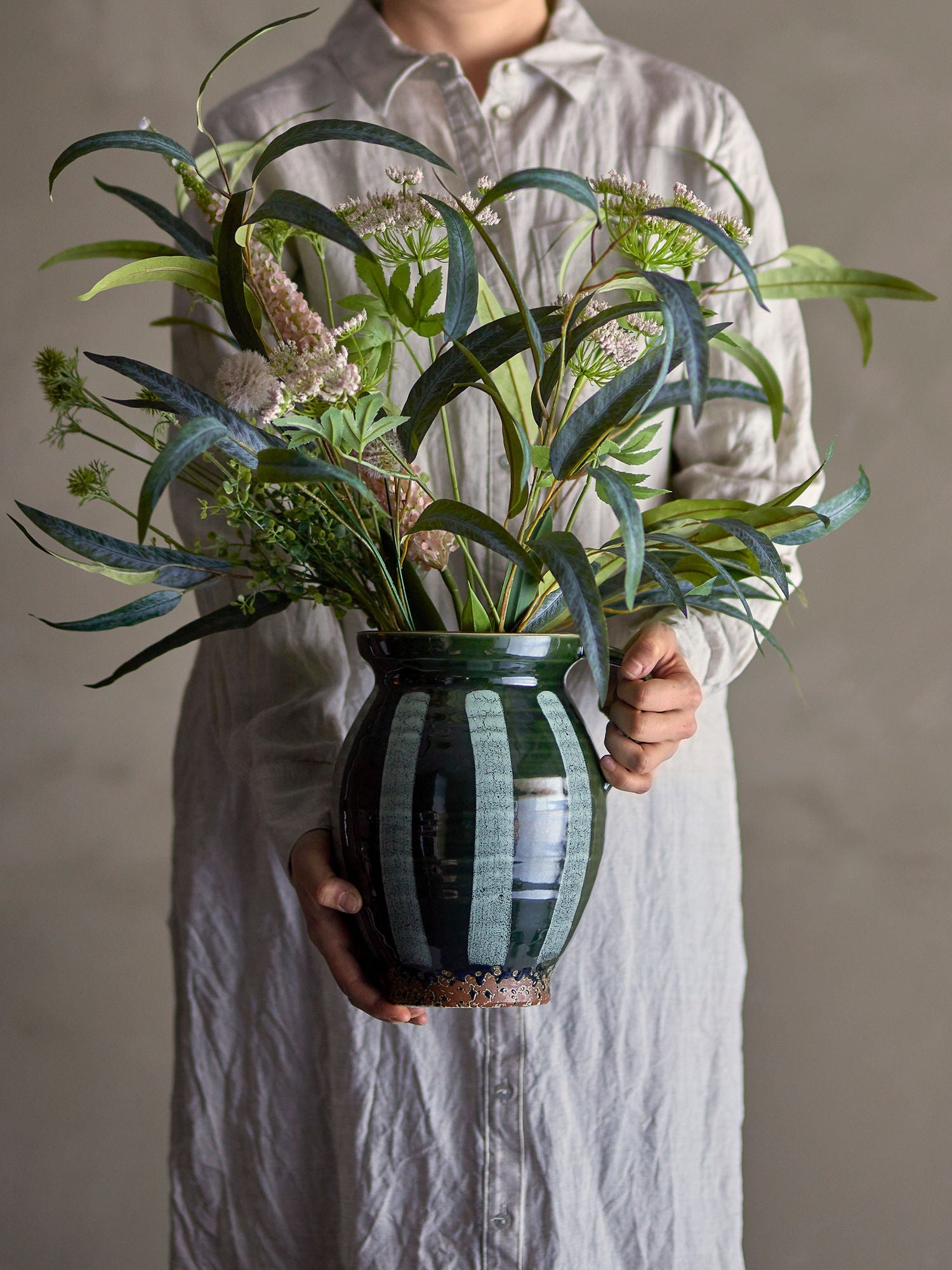 Bloomingville Frigg Vase, Grün, Steinzeug