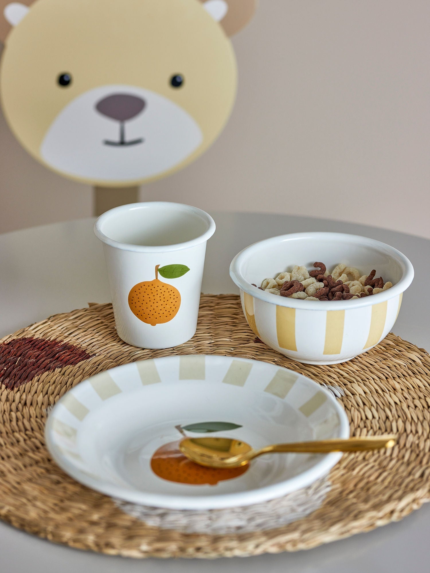 Bloomingville Mini Agnes Tableware Conjunto, laranja, ferro