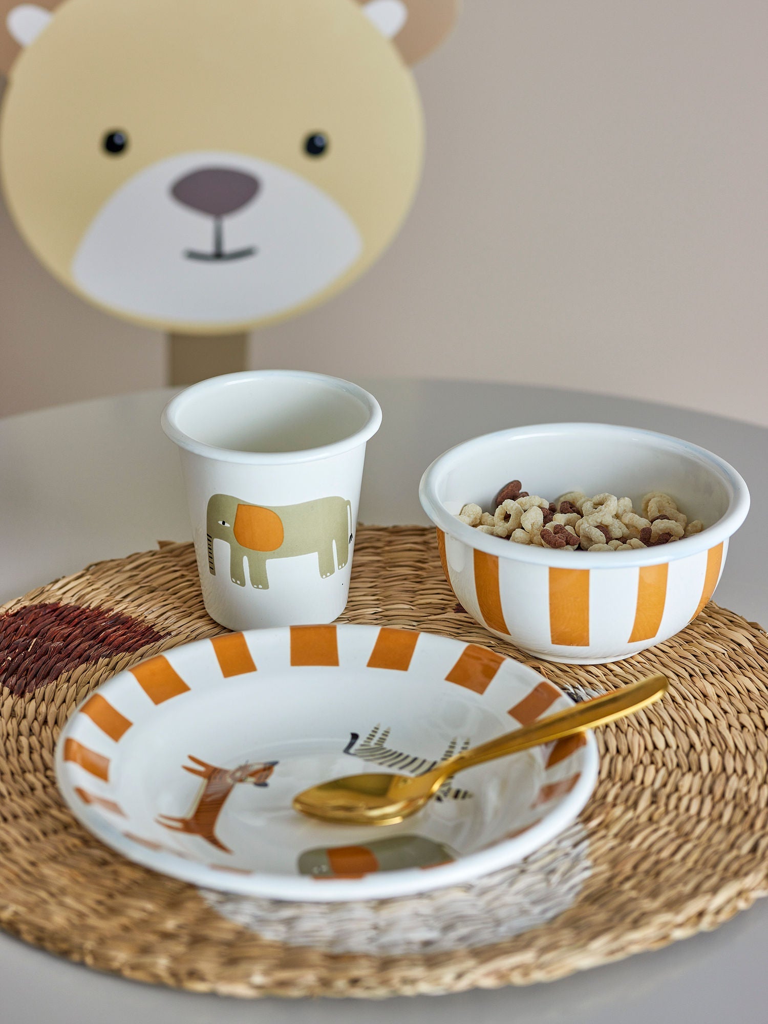 Bloomingville Mini Jesse Tableware Set, naranja, hierro