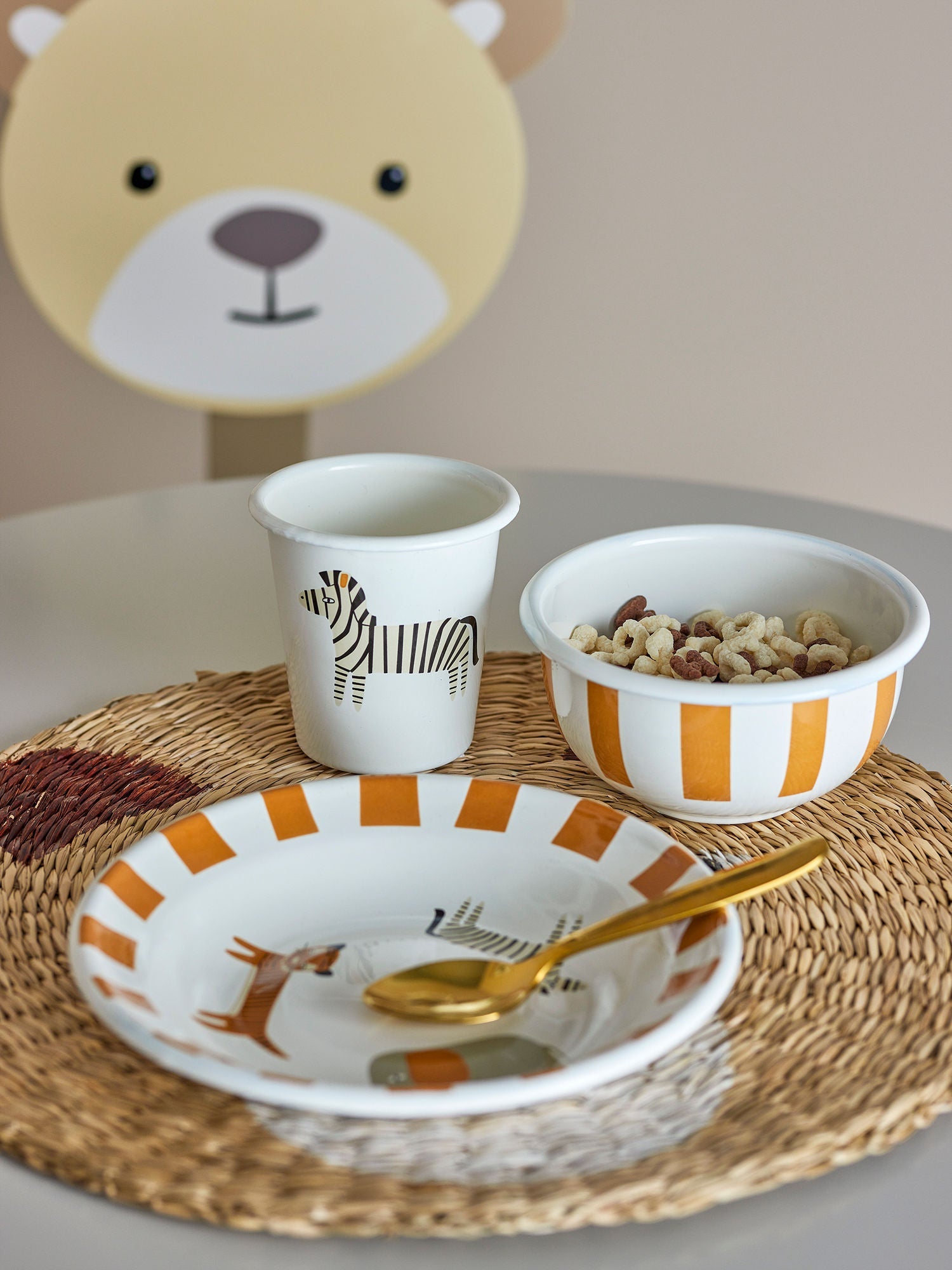 Bloomingville Mini Jesse Tableware Conjunto, laranja, ferro