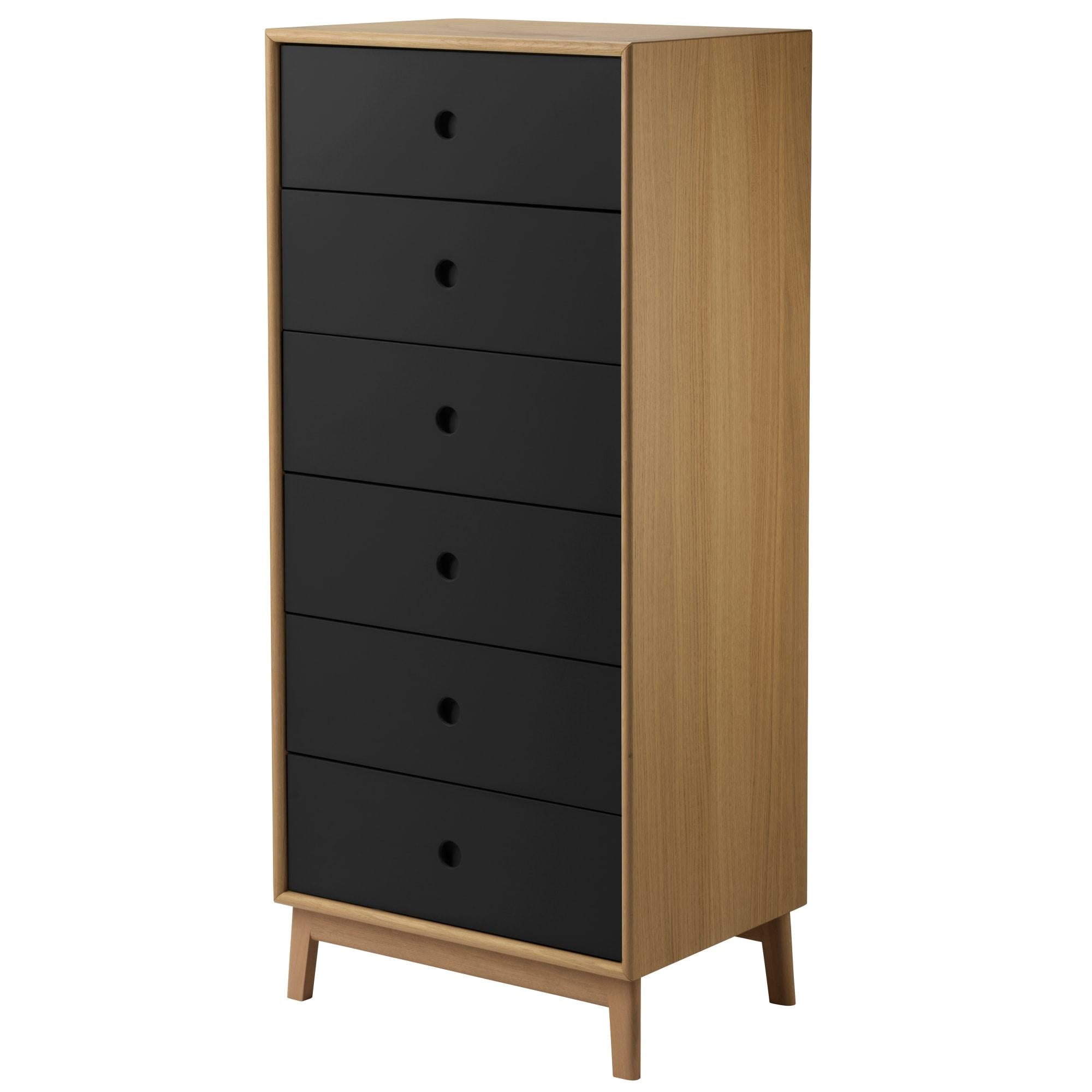 Fdb Møbler A87 Butler High Chest Of Drawers, Oak/Black