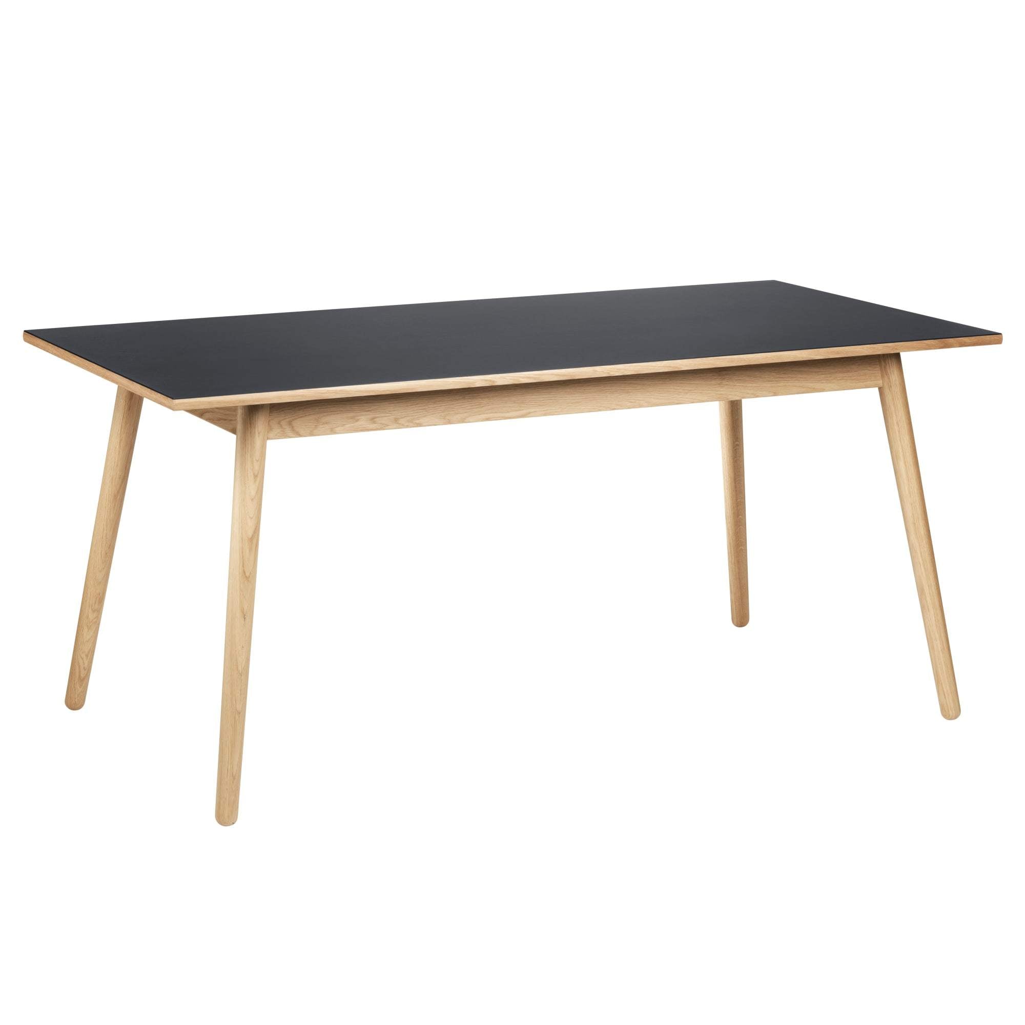 FDB Møbler C35 B Oak de mesa de comedor, linóleo gris oscuro, 160 cm