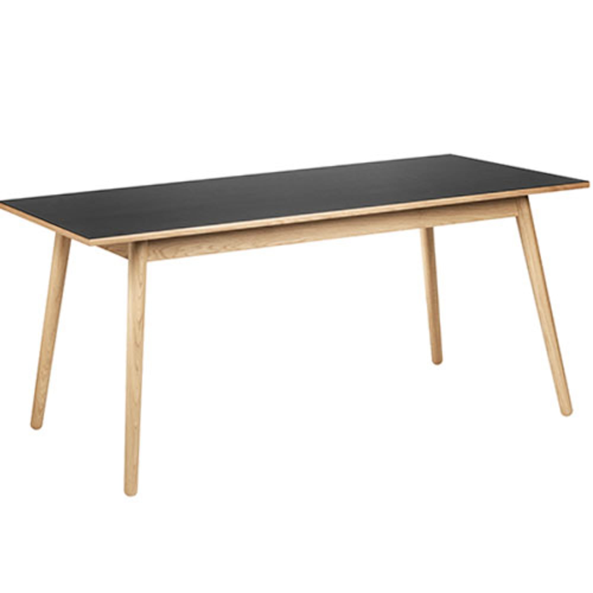 Fdb Møbler C35 C Table à manger pour 8 personnes en chêne, plateau en linoléum noir, 95x220 cm