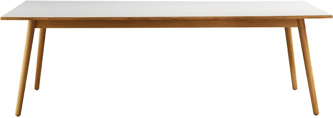 Table à manger FDB Møbler C35 C pour 8 personnes en chêne, top en linoléum blanc, 95x220 cm