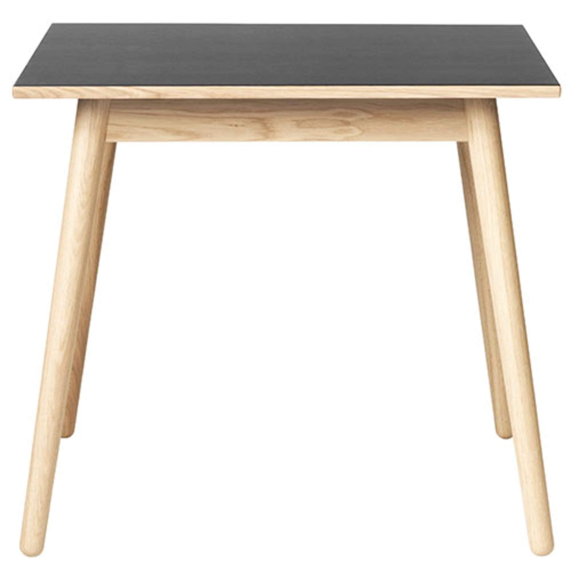 Fdb Møbler C35 Table à manger en chêne, plateau en linoléum noir, 82x82 cm