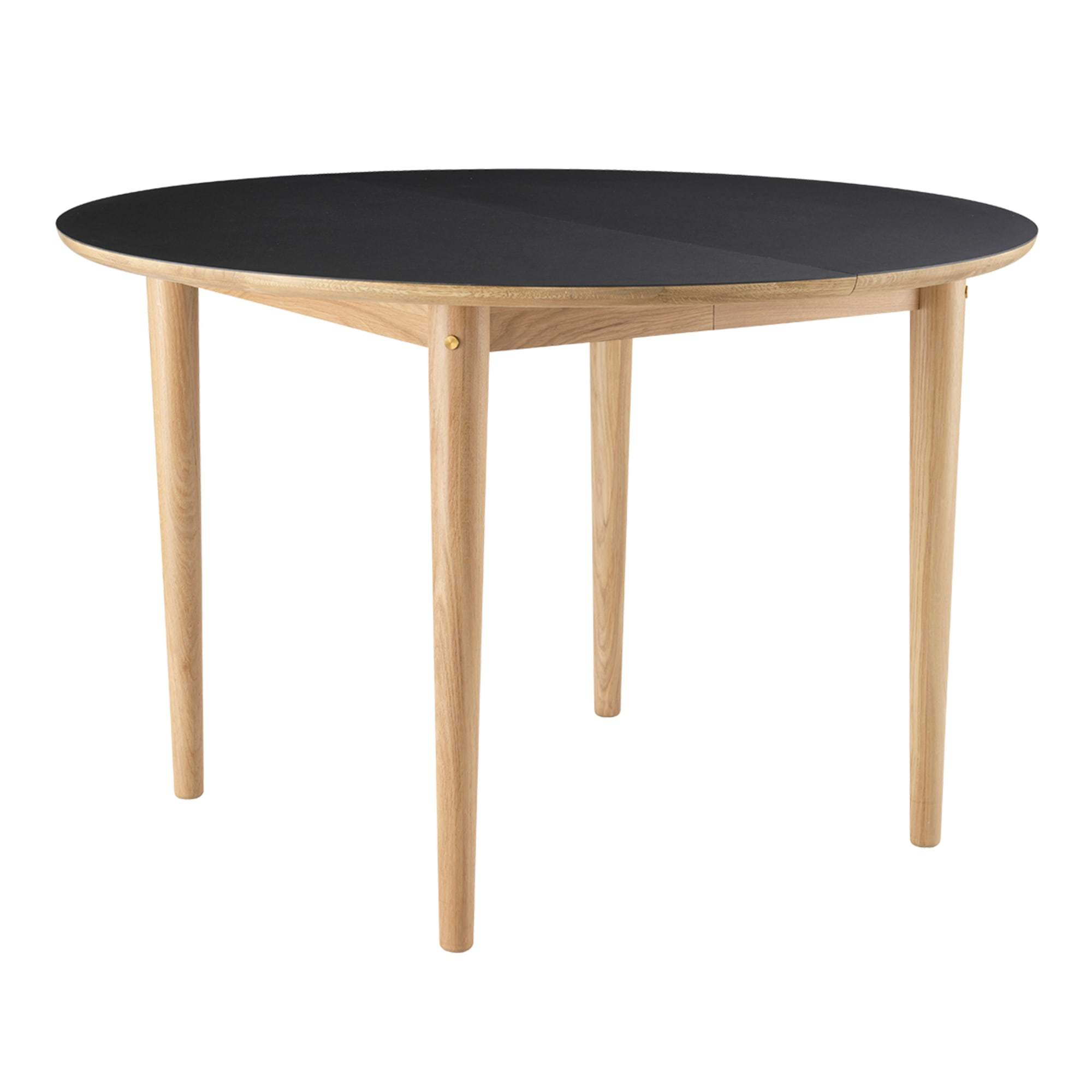 Mesa de comedor FDB Møbler C62 E con función de extracción, linóleo natural/negro