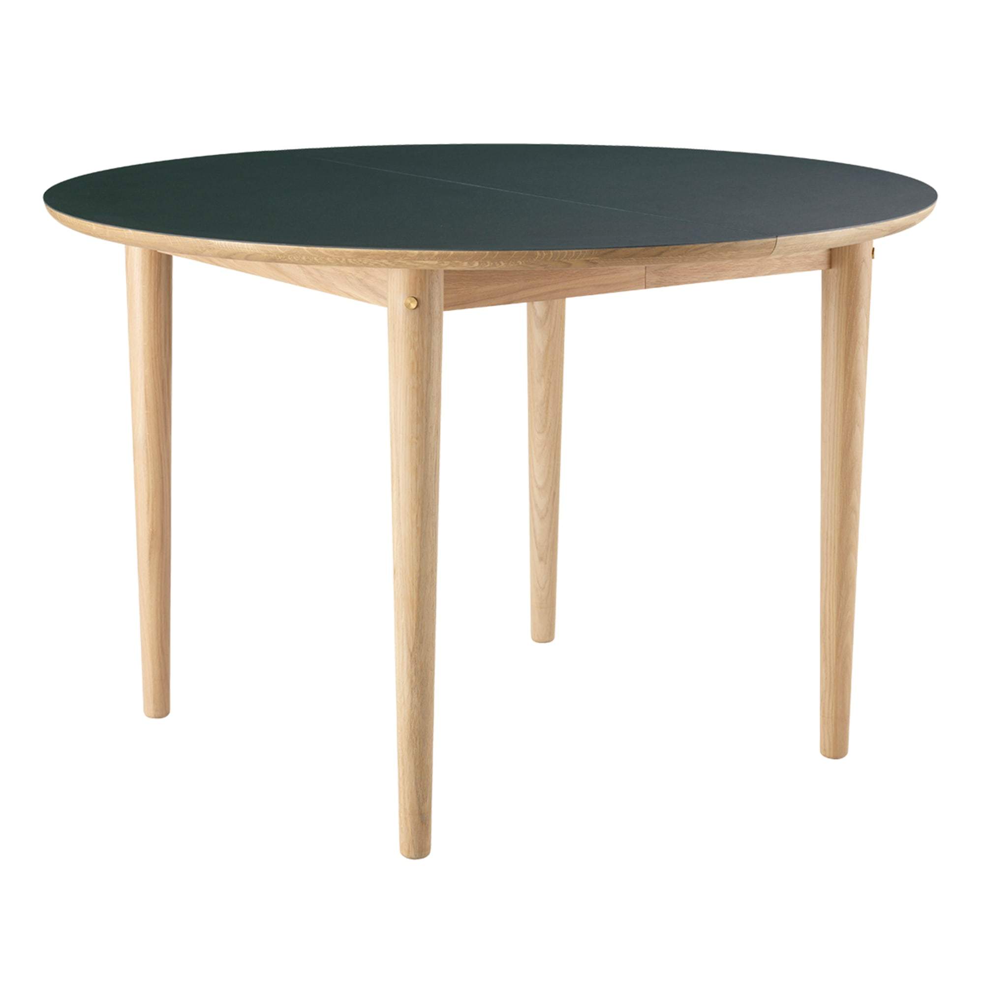 Fdb Møbler C62 E Table à manger avec fonction extractible, linoléum naturel/vert foncé