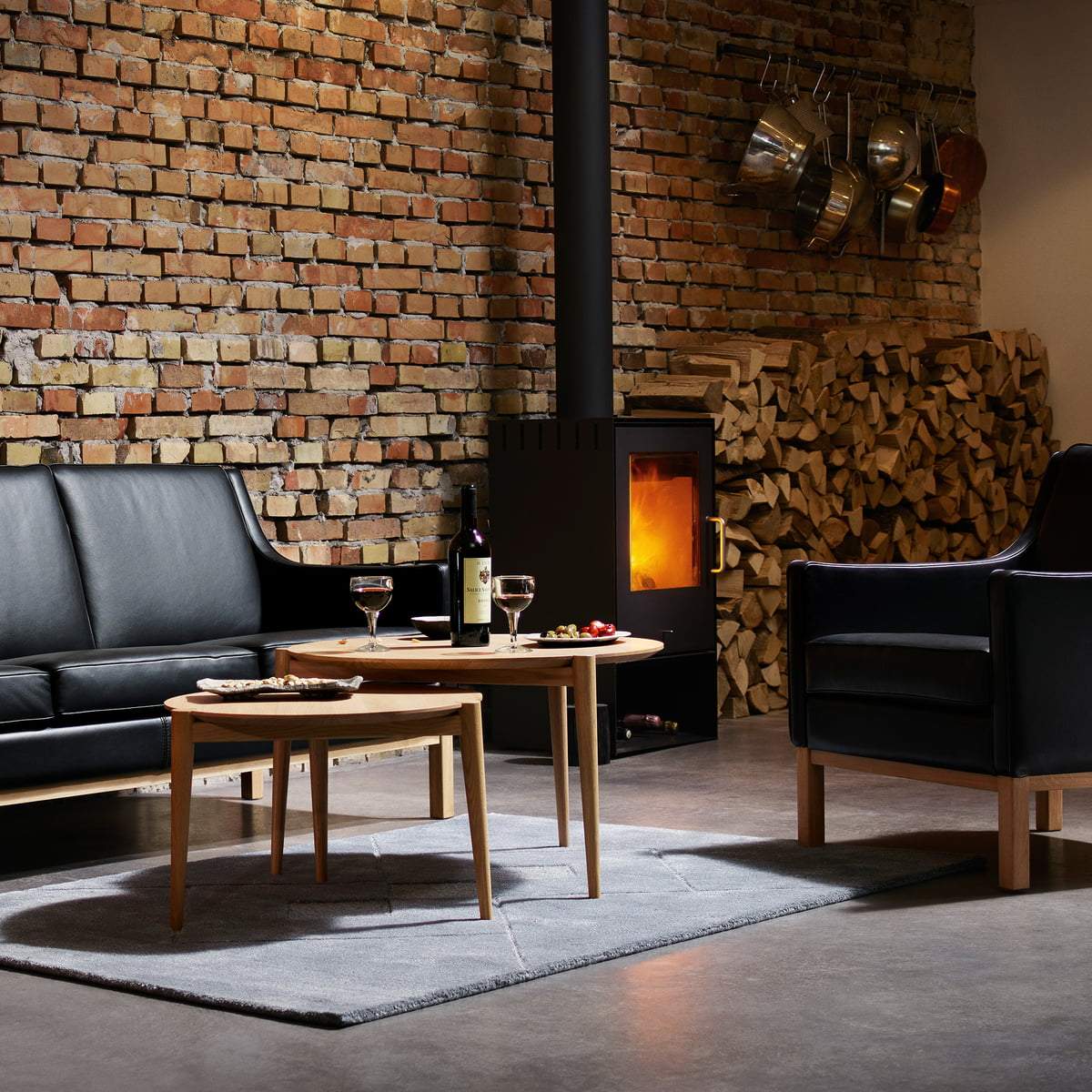 FDB Møller D102 SØS Sofabord Ø70 CM, Black Oak