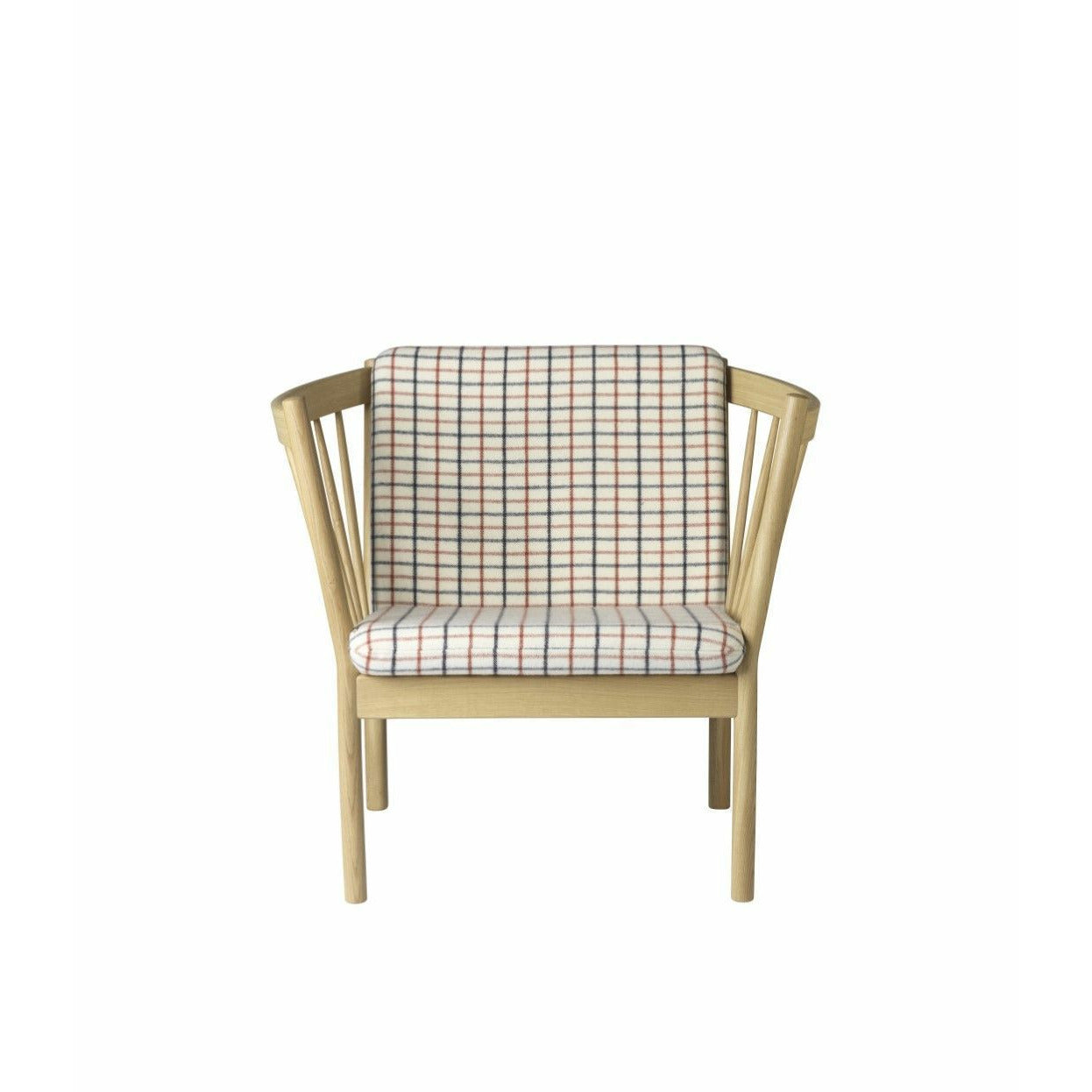 Fdb Møbler J146 Armchair, Natural/Red Checkered