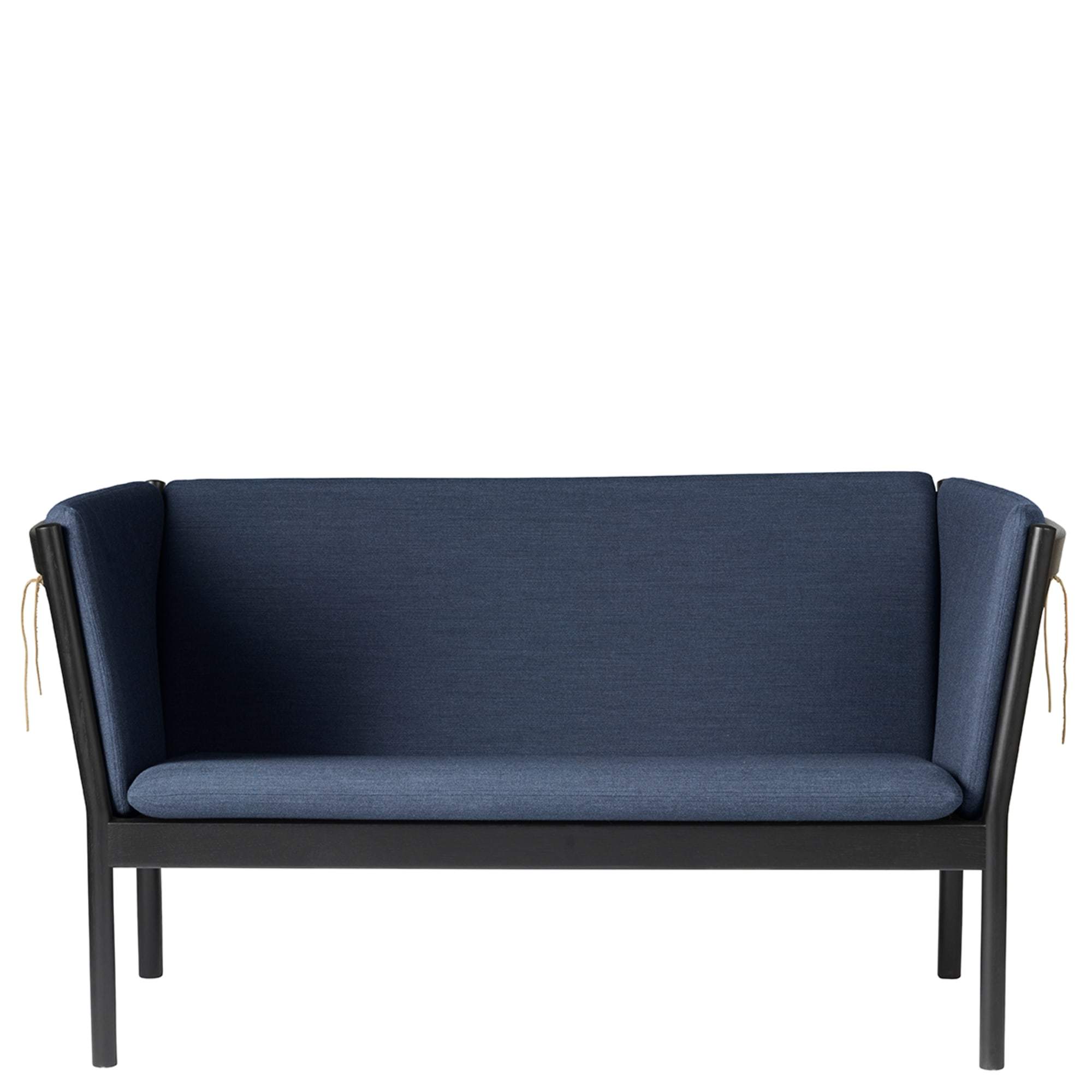 Fdb Møbler J148, canapé 2 personnes, chêne noir, tissu bleu foncé