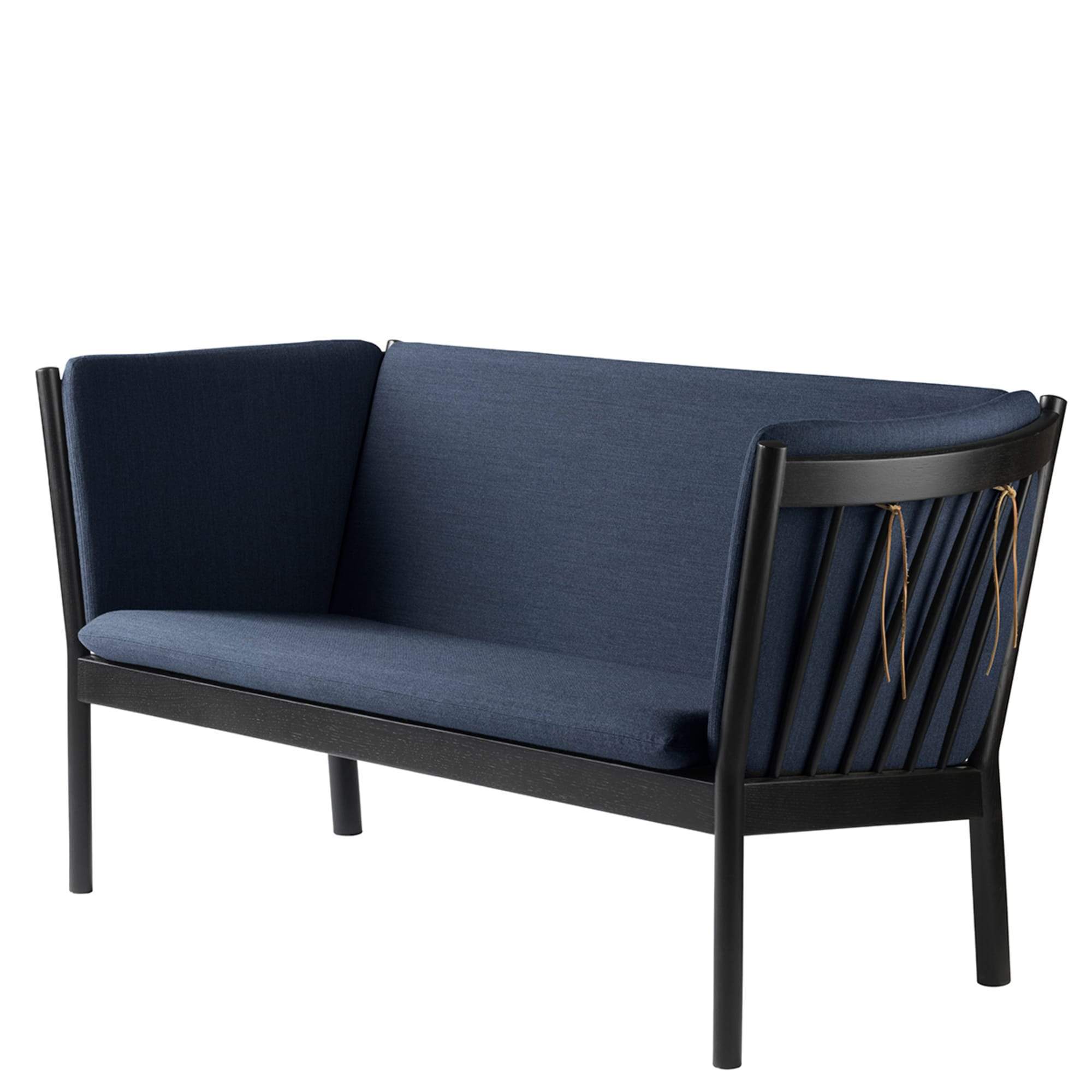 Fdb Møbler J148 2 Person Sofa, Black Oak, Dark Blue Fabric