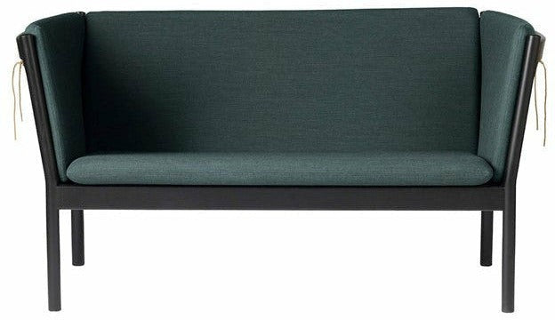 FDB Møbler J148 2 Personne canapé, chêne noir, tissu vert foncé