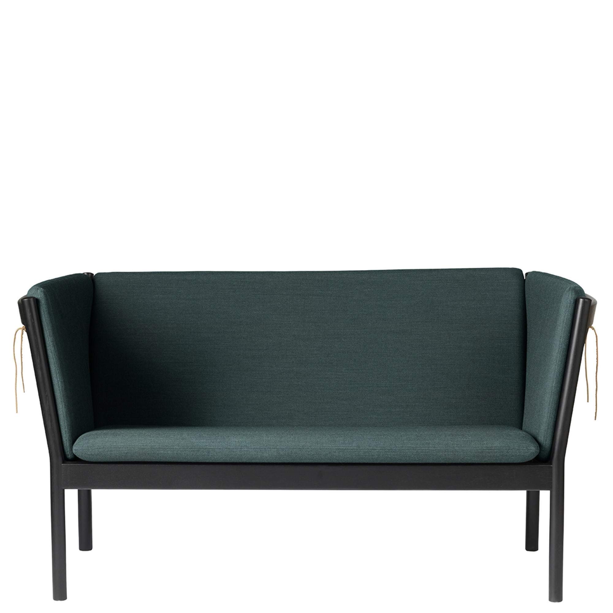 FDB Møbler J148 2 Personen -Sofa, schwarze Eiche, dunkelgrüner Stoff