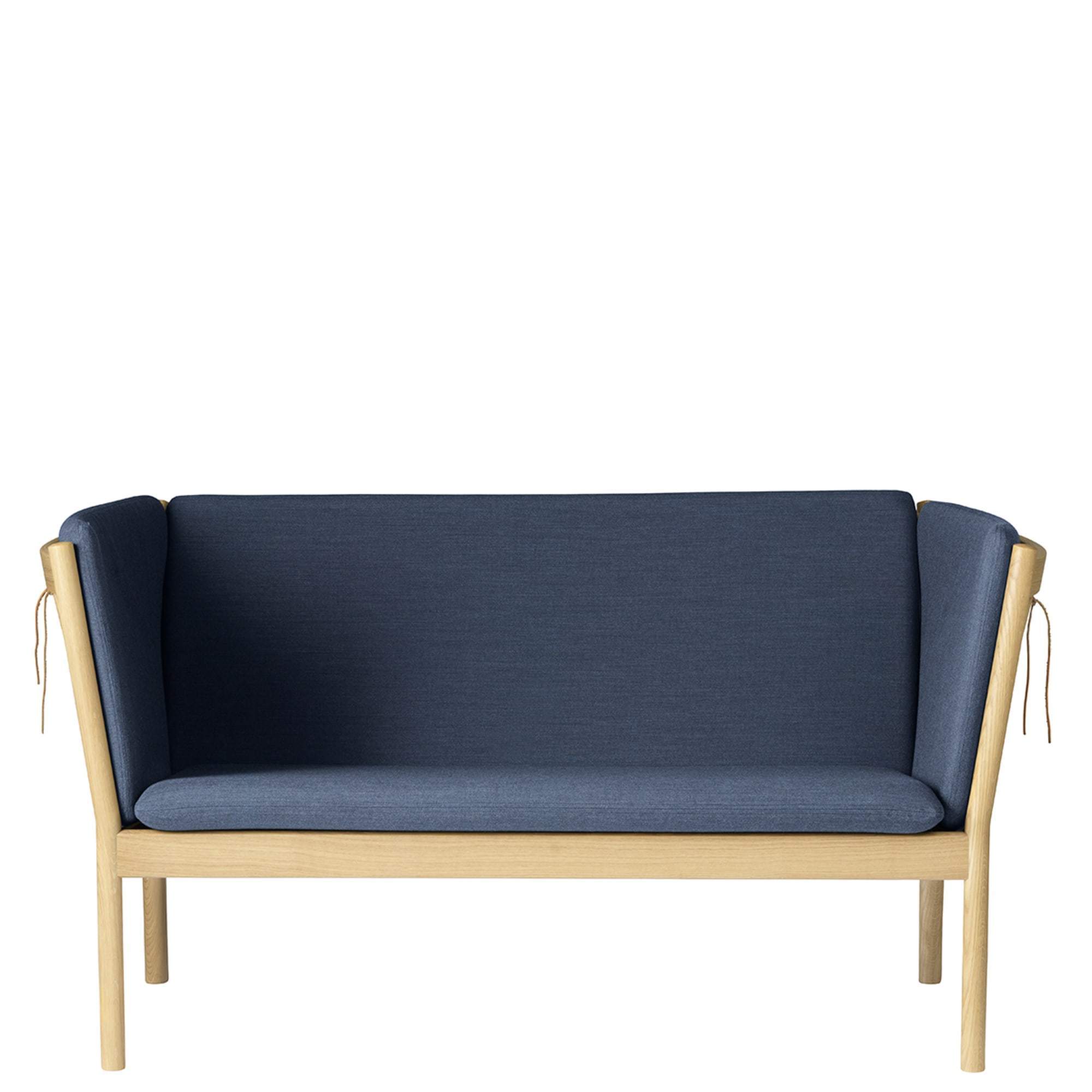 FDB Møbler J148 2 Personen -Sofa, Eiche, dunkelblauer Stoff