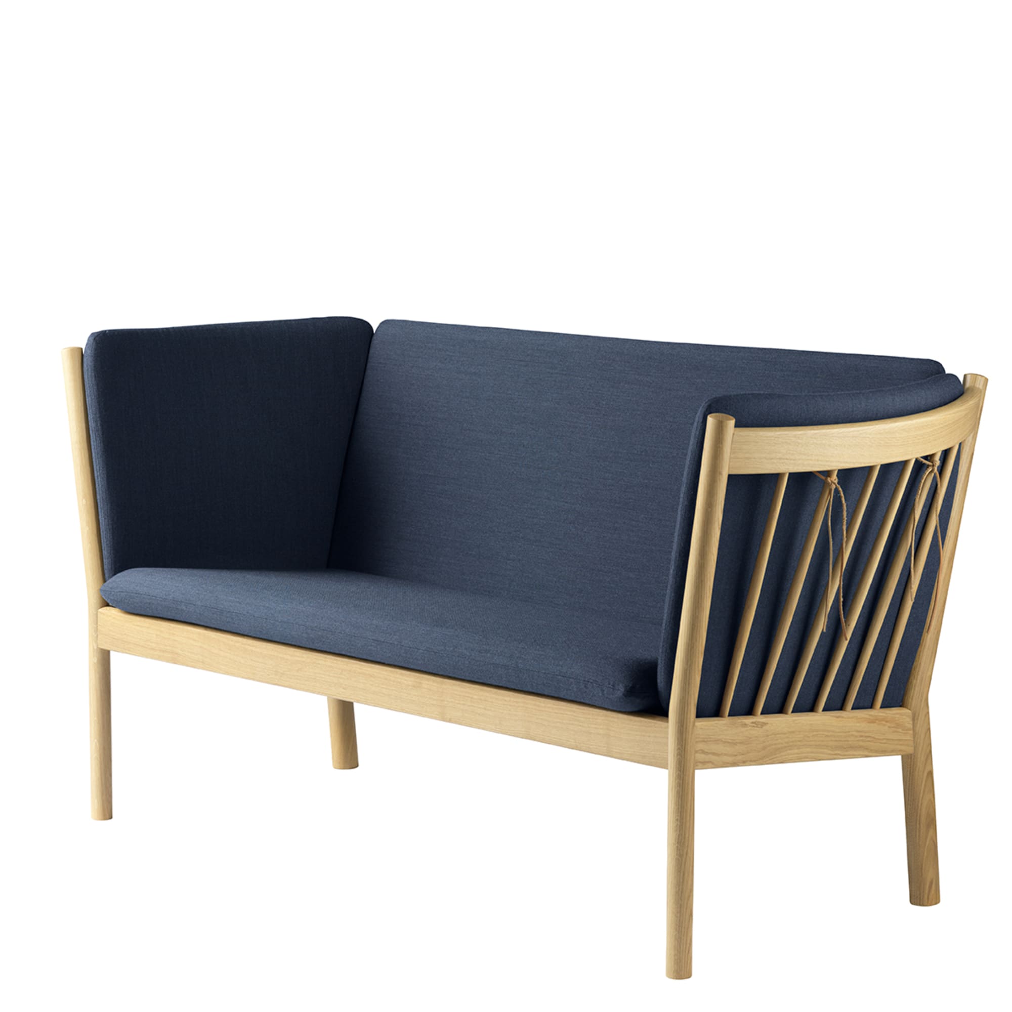 Fdb Møbler J148 2 Person Sofa, Oak, Dark Blue Fabric